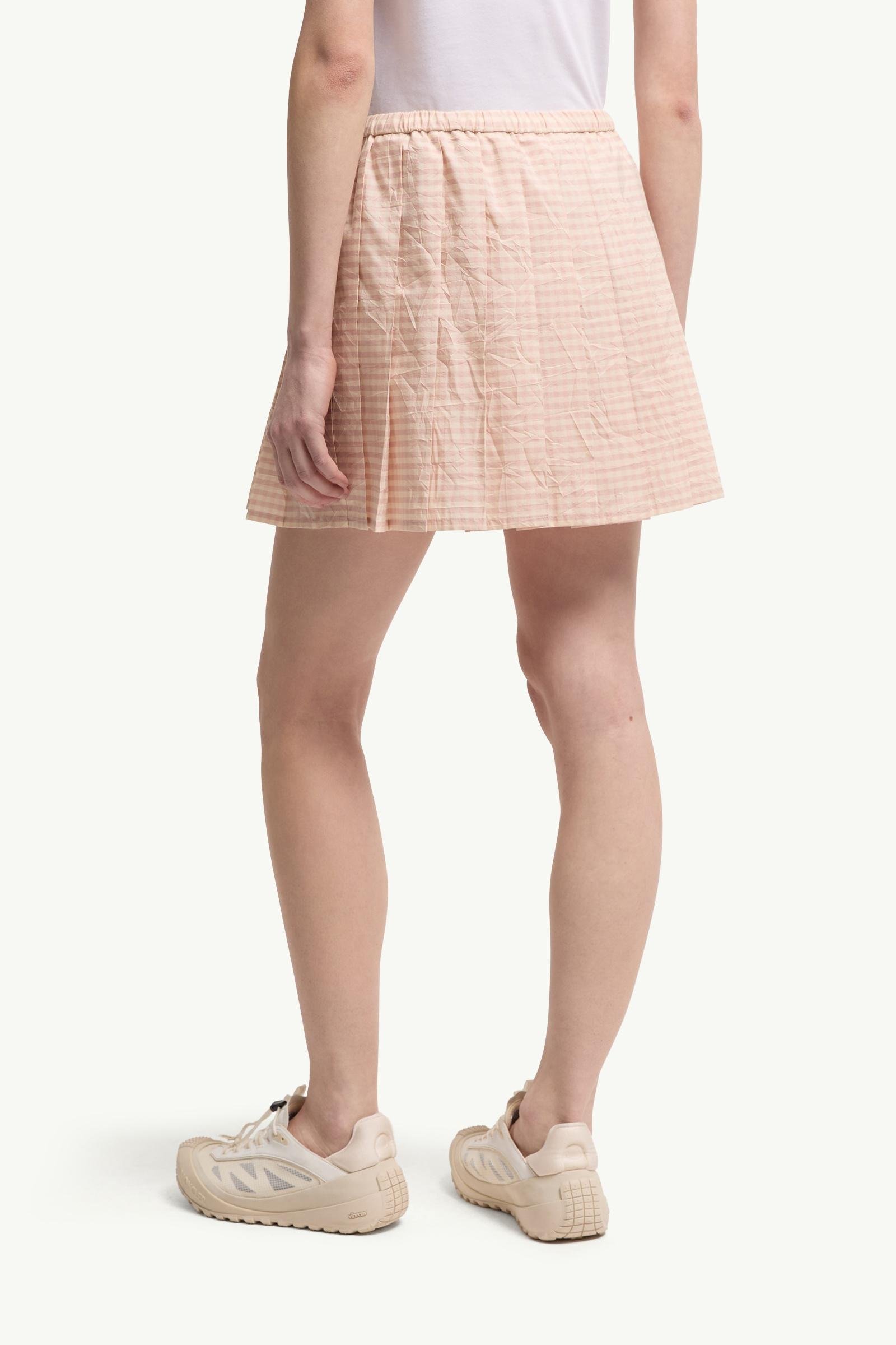 Vichy Cotton Blend Pleated Mini Skirt - 图片 5