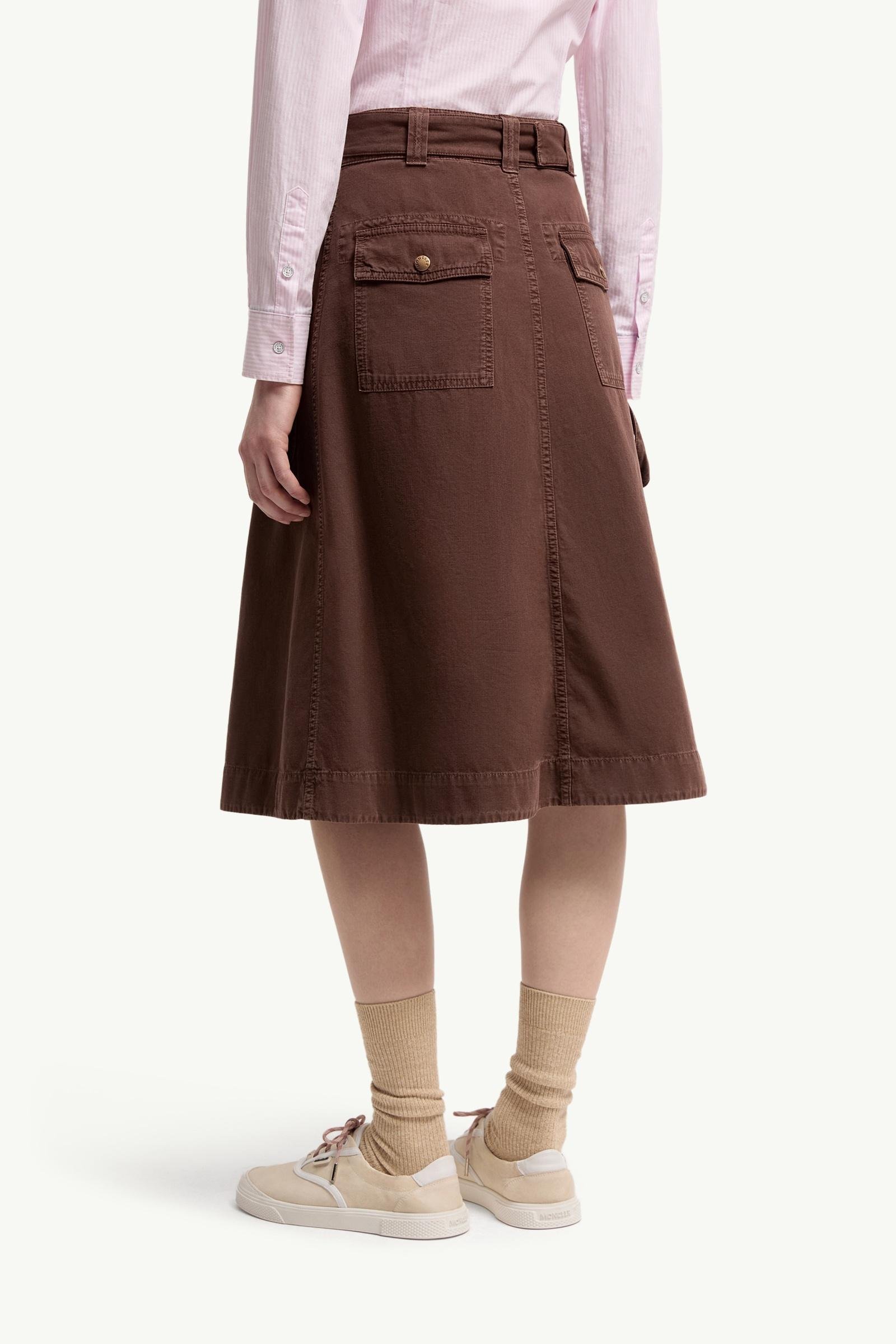 Belted Knee-Length Cotton Skirt - 图片 5