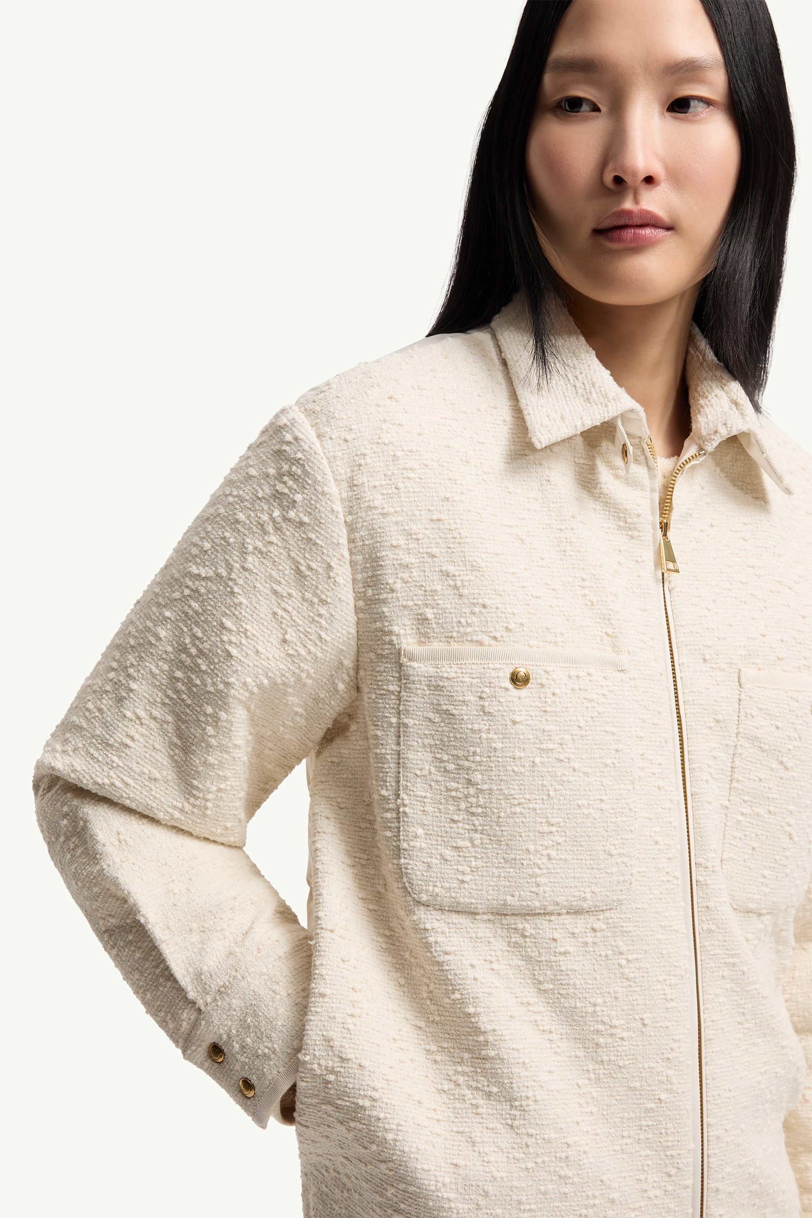 Cotton Blend Bouclé Down Shirt Jacket - 图片 6