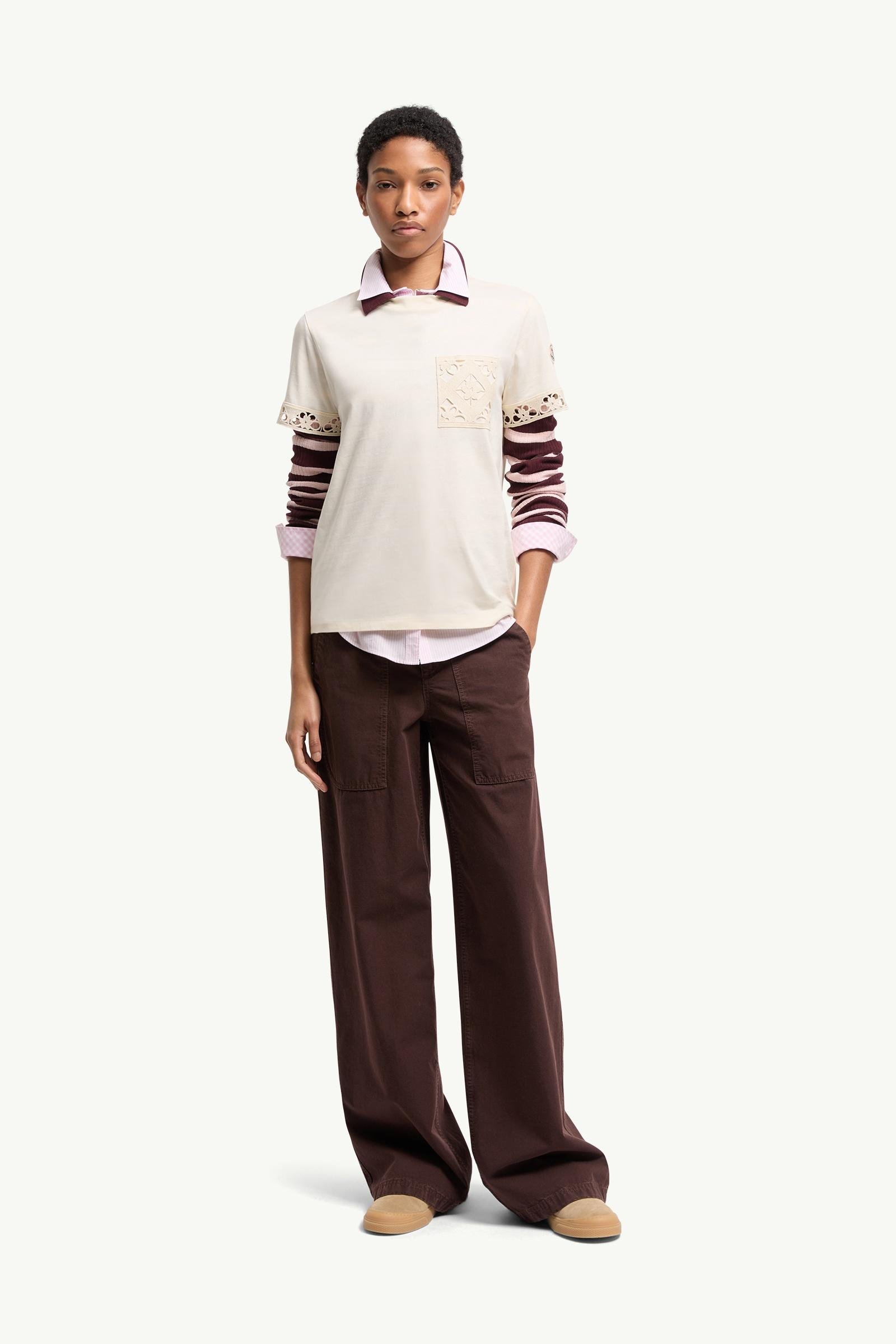Macramé-Trimmed Cotton T-Shirt