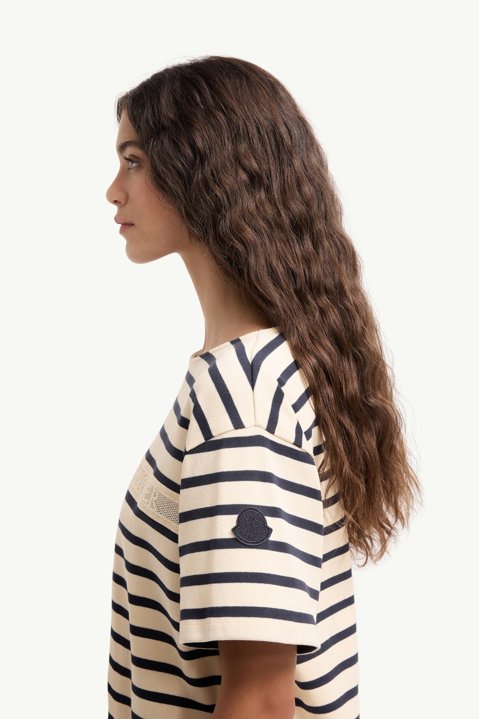 Alternative view of Macramé-Trimmed Striped Cotton T-Shirt
