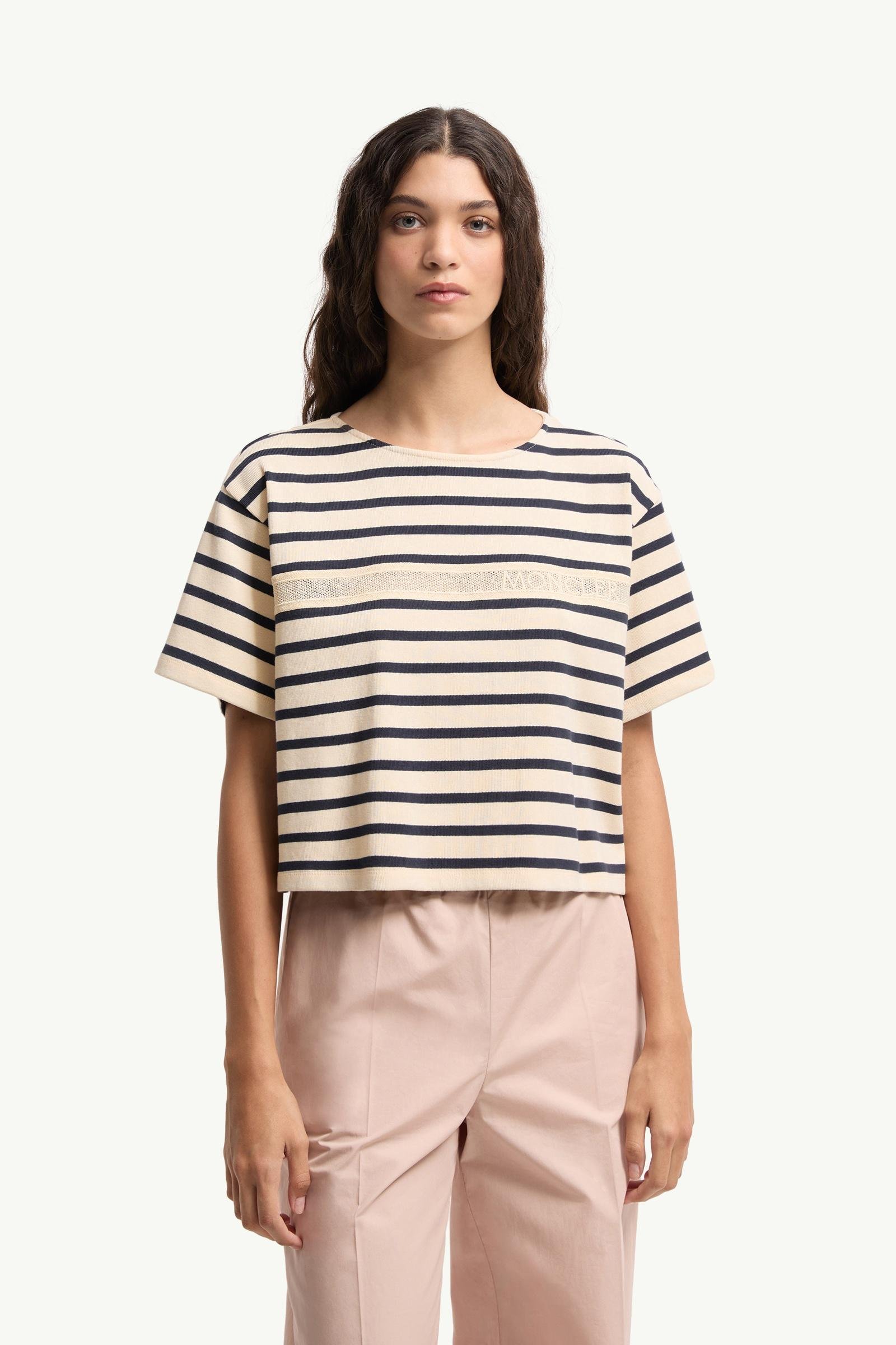 Macramé-Trimmed Striped Cotton T-Shirt - 图片 4