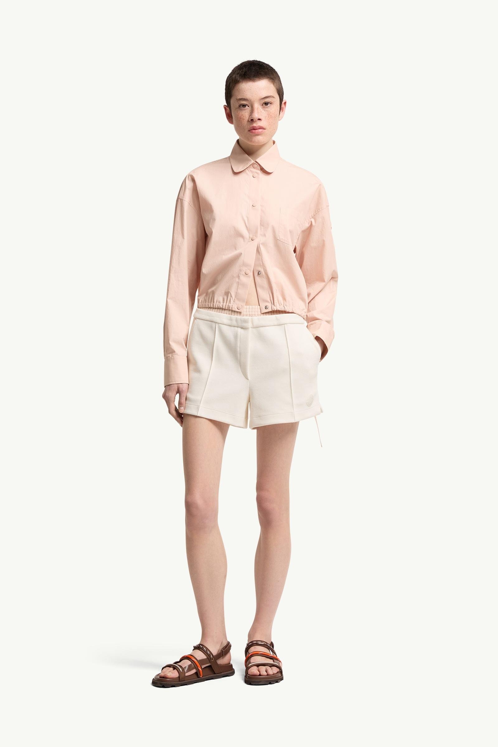 Layered-Effect Vichy Cotton Blend Shorts