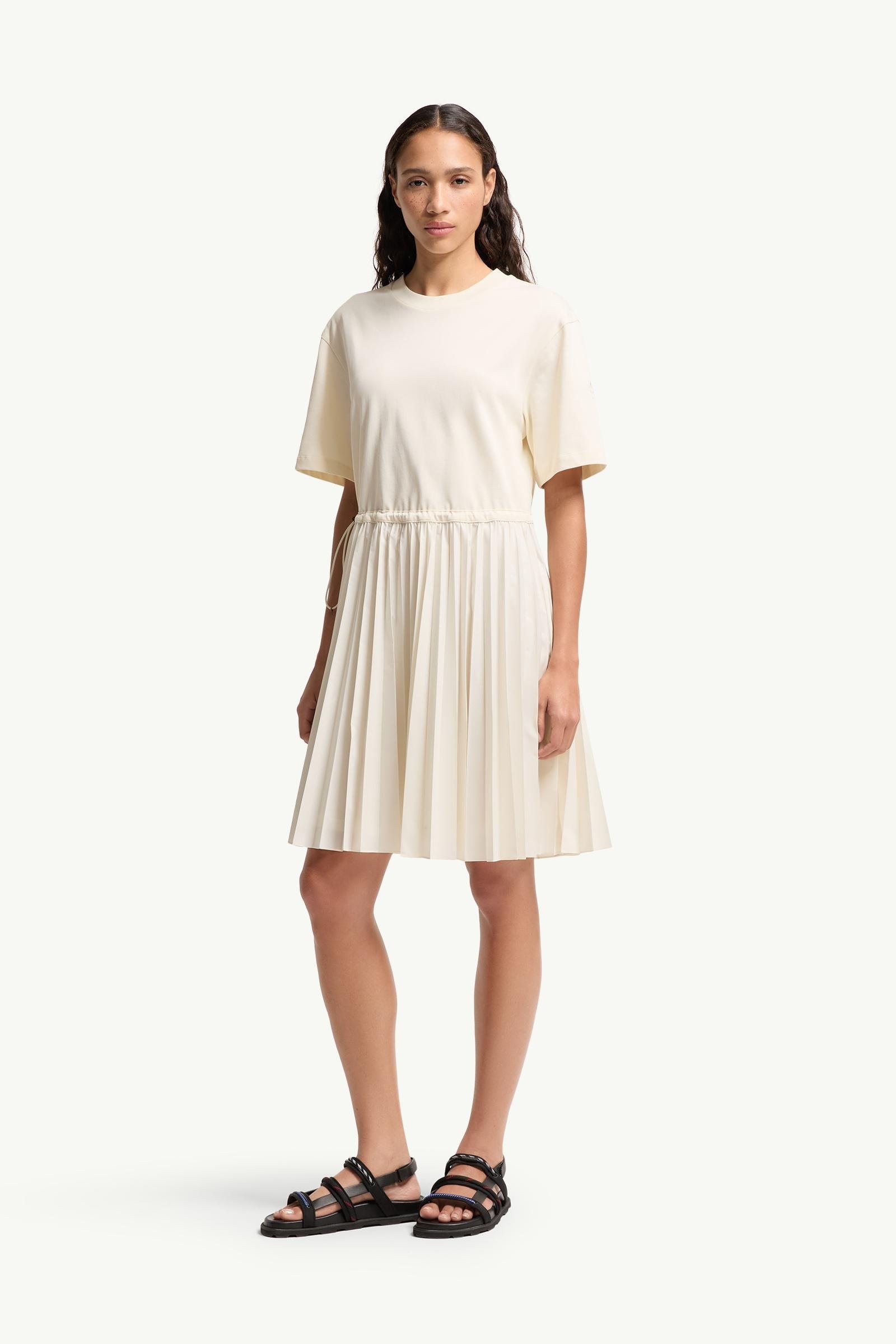 Pleated Cotton Midi Dress