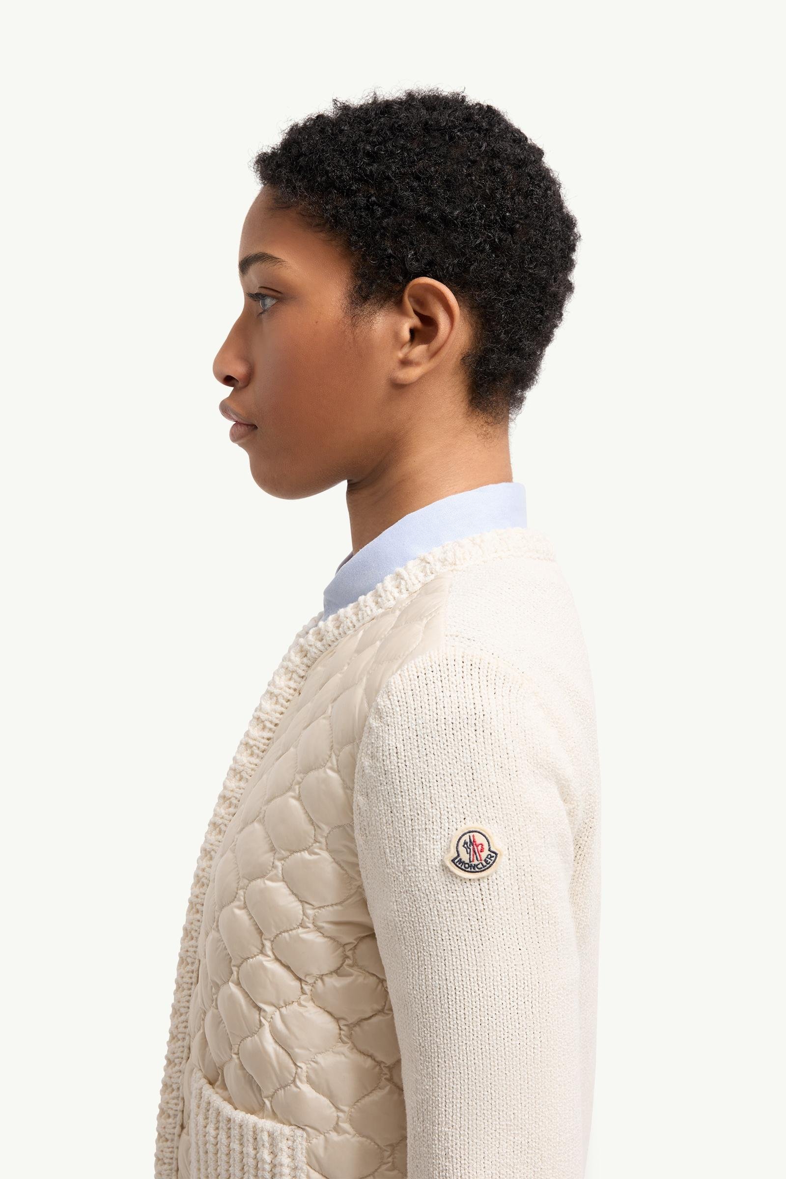 Alternative view of Geometric-Quilted Padded Zip-Up Cardigan