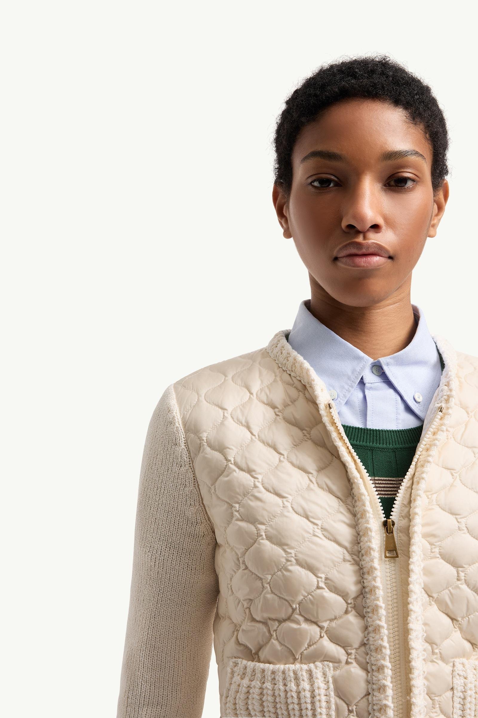 Geometric-Quilted Padded Zip-Up Cardigan - 图片 6