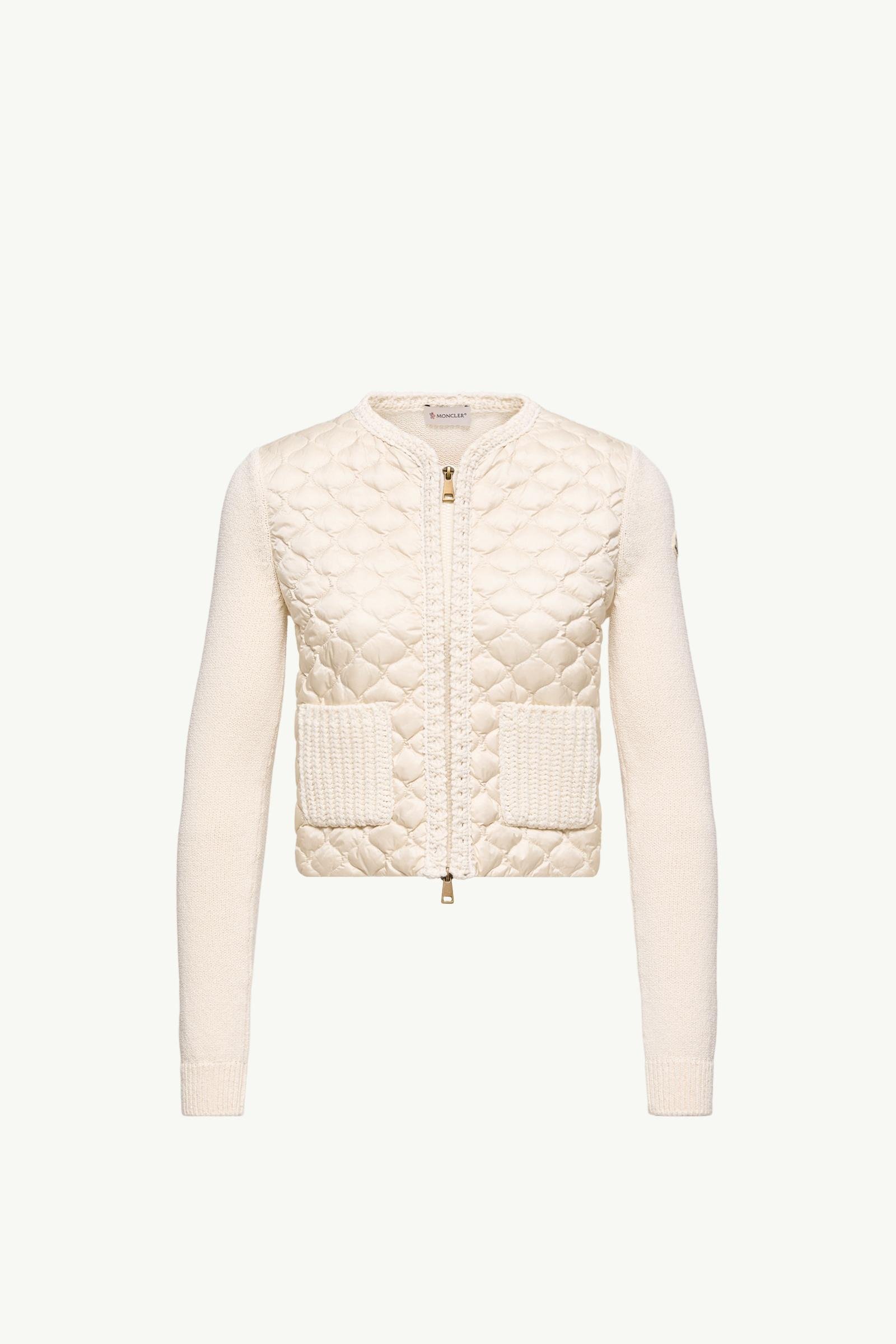 Geometric-Quilted Padded Zip-Up Cardigan - 图片 3