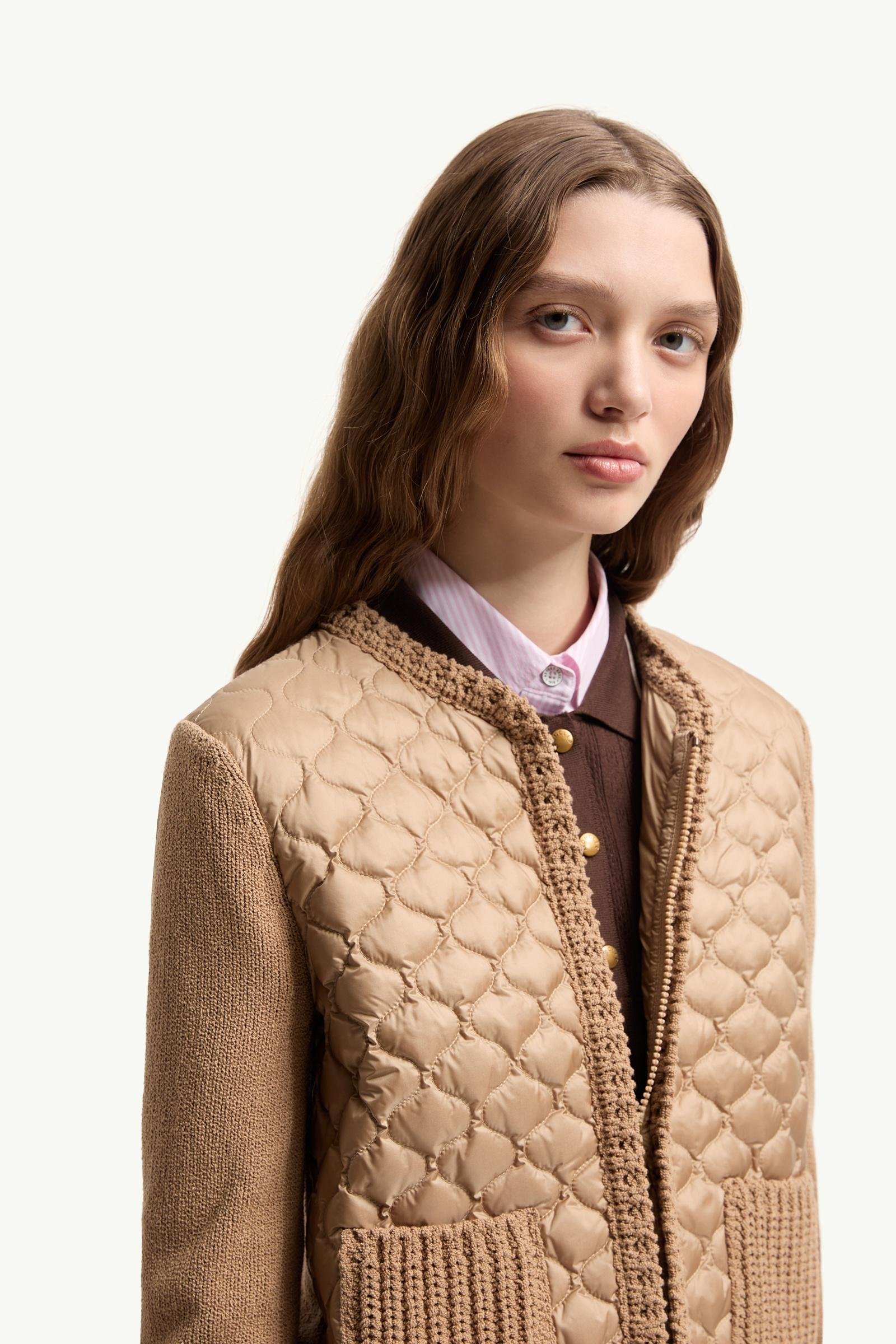 Geometric-Quilted Padded Zip-Up Cardigan - 图片 6