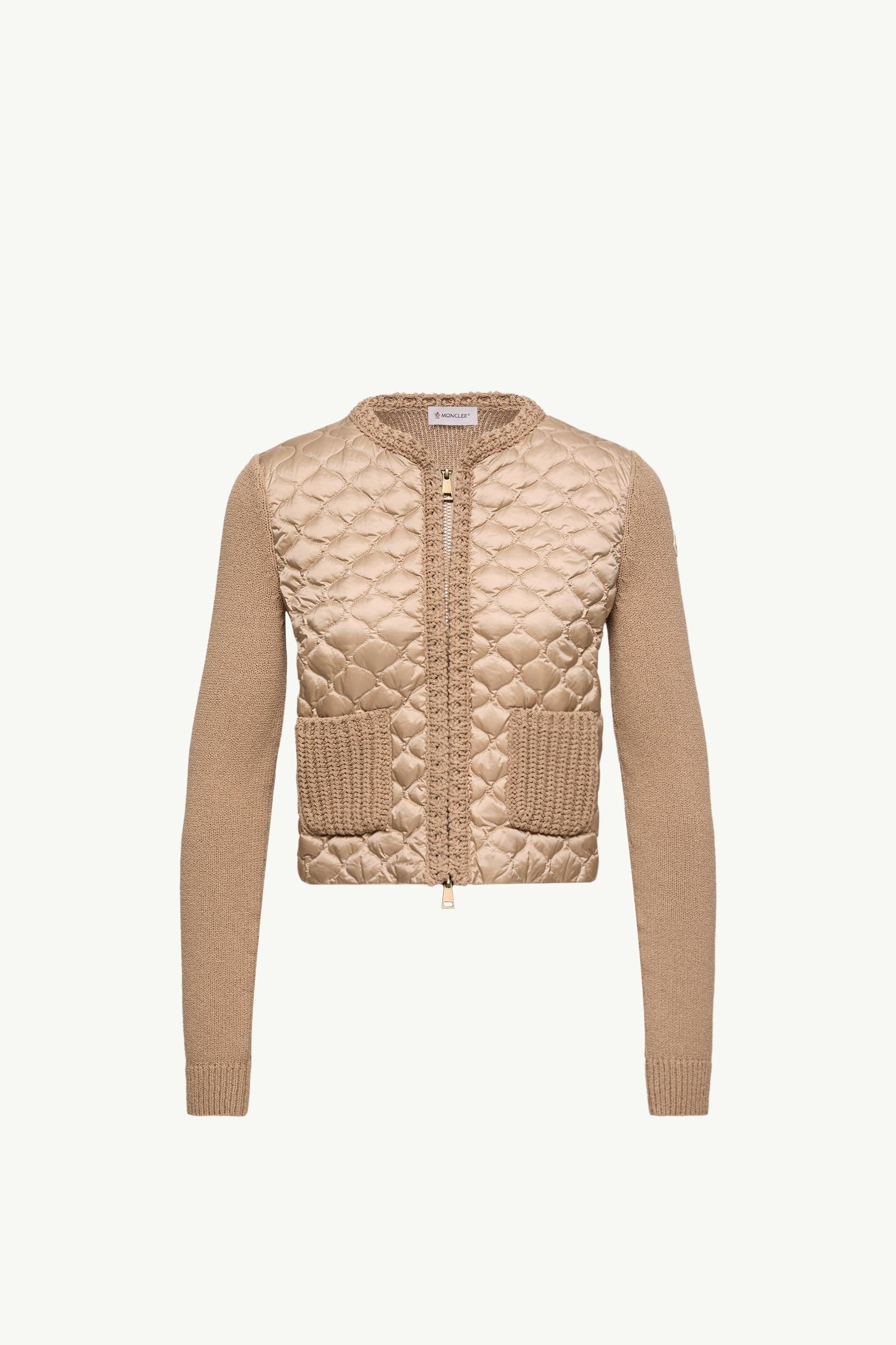 Geometric-Quilted Padded Zip-Up Cardigan - 图片 3