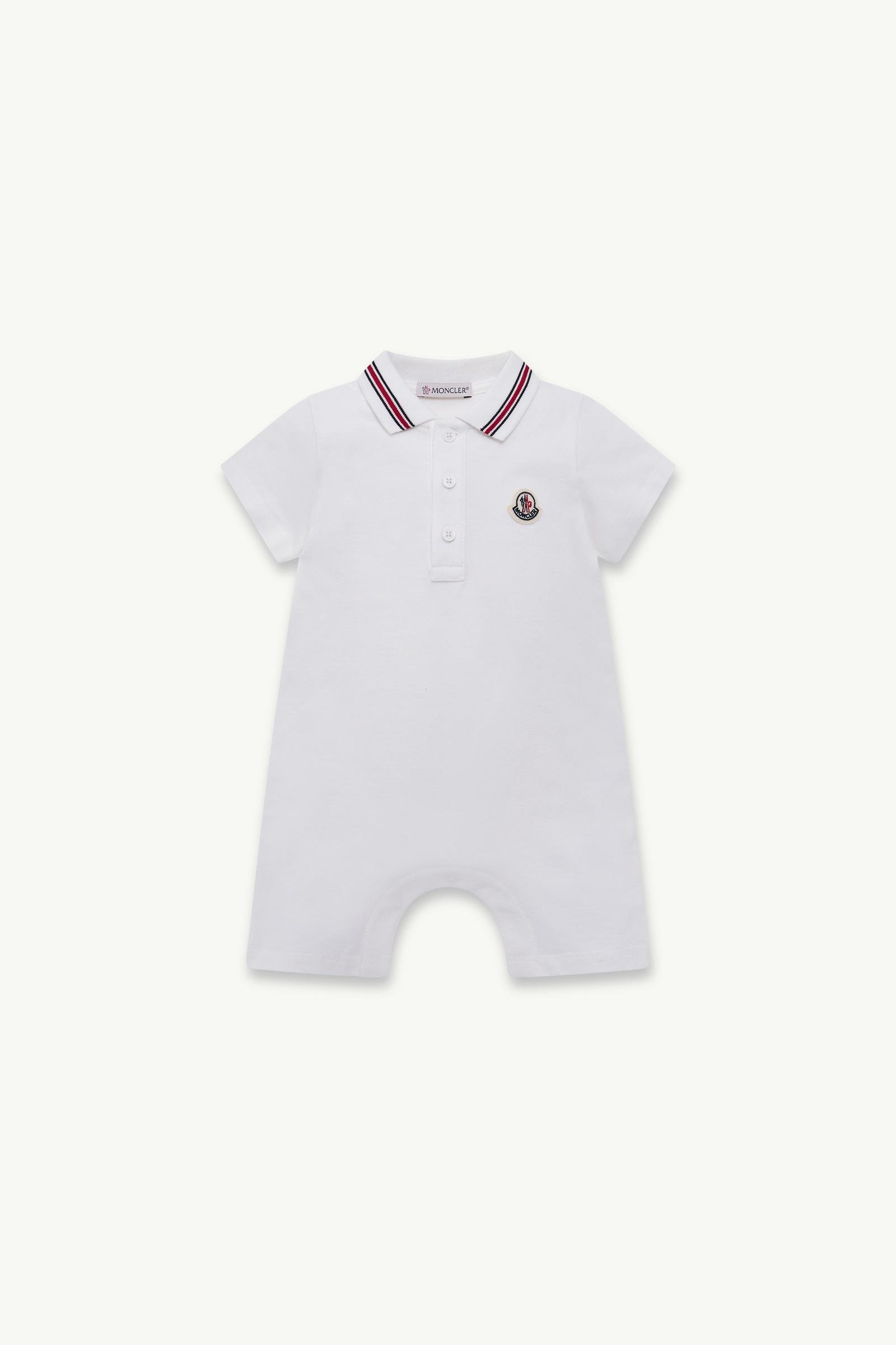 Tricolour-Trimmed Cotton Piquet Baby Romper