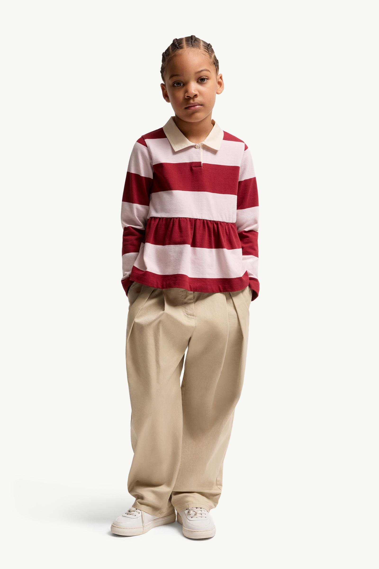 Alternative view of Striped Long Sleeve Cotton Polo Shirt