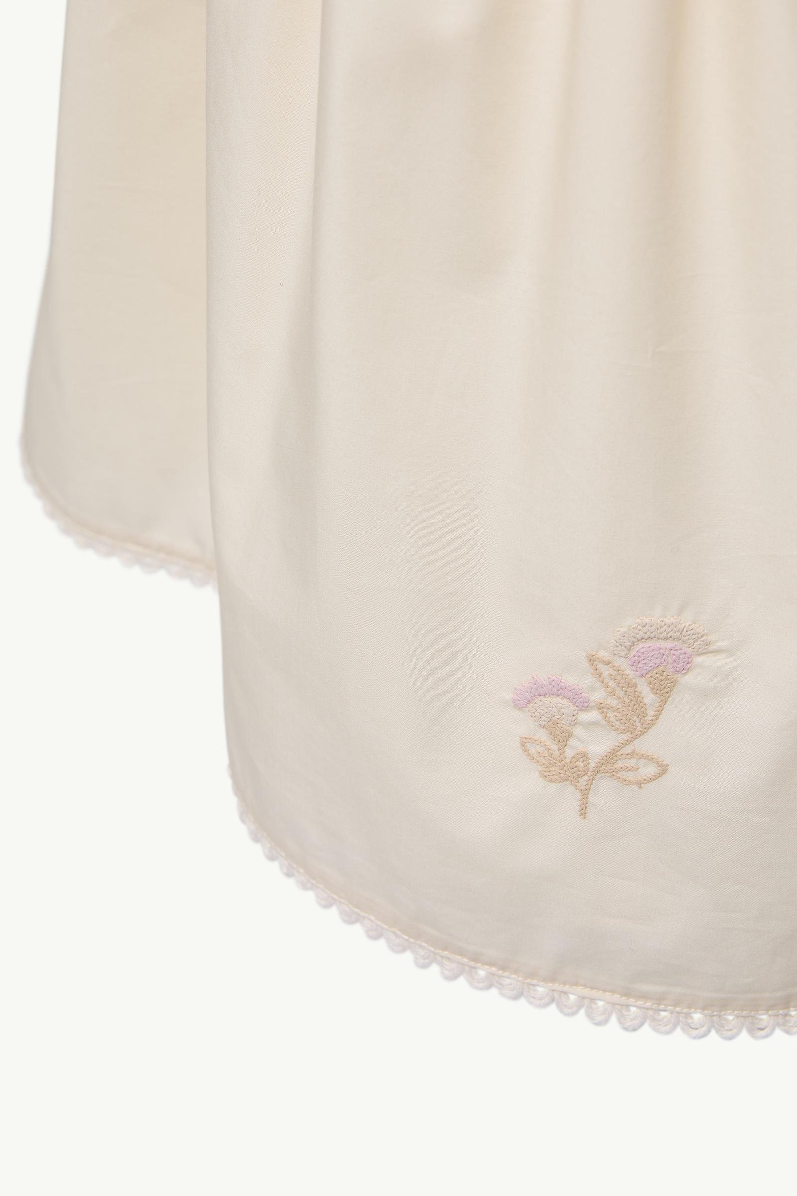 Embroidered Flower Cotton Blend Dress - 图片 4