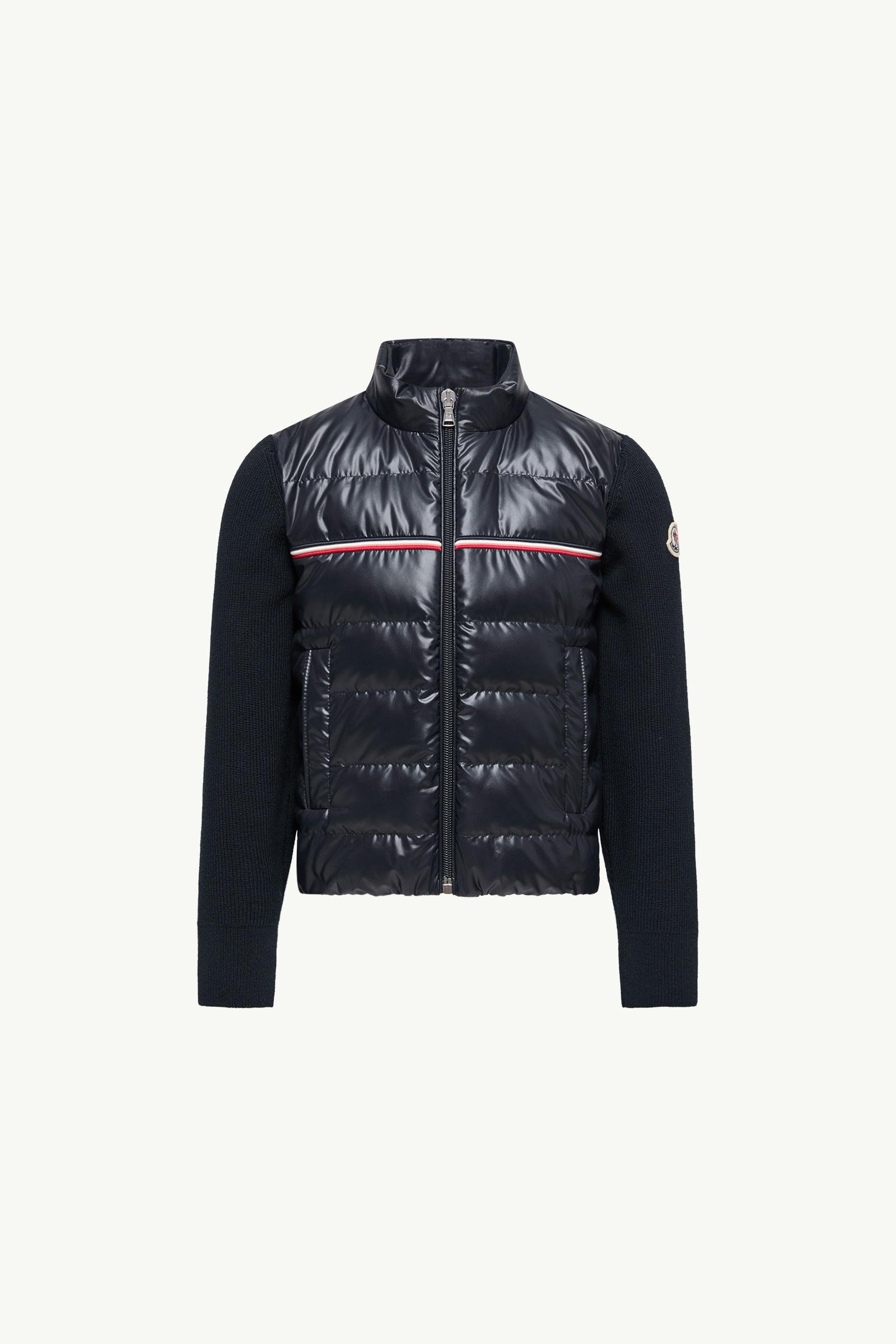 Tricolour Padded Cotton Zip-Up Cardigan