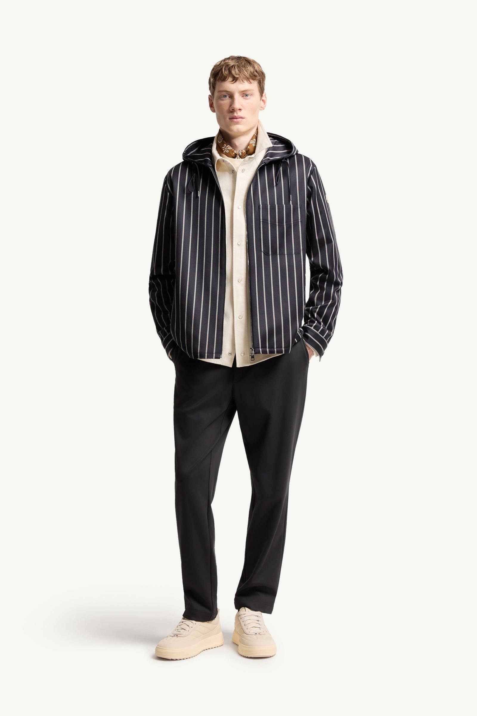 Wool & Cotton Striped Hooded Jacket