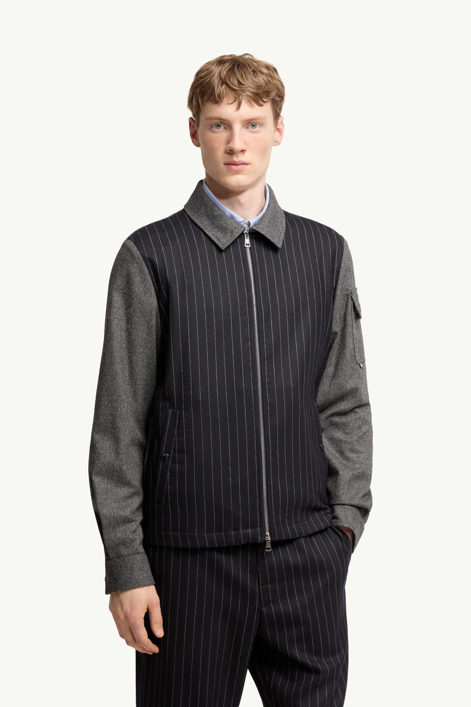 Herringbone Wool Blend Zip-Up Shirt Jacket - 图片 4