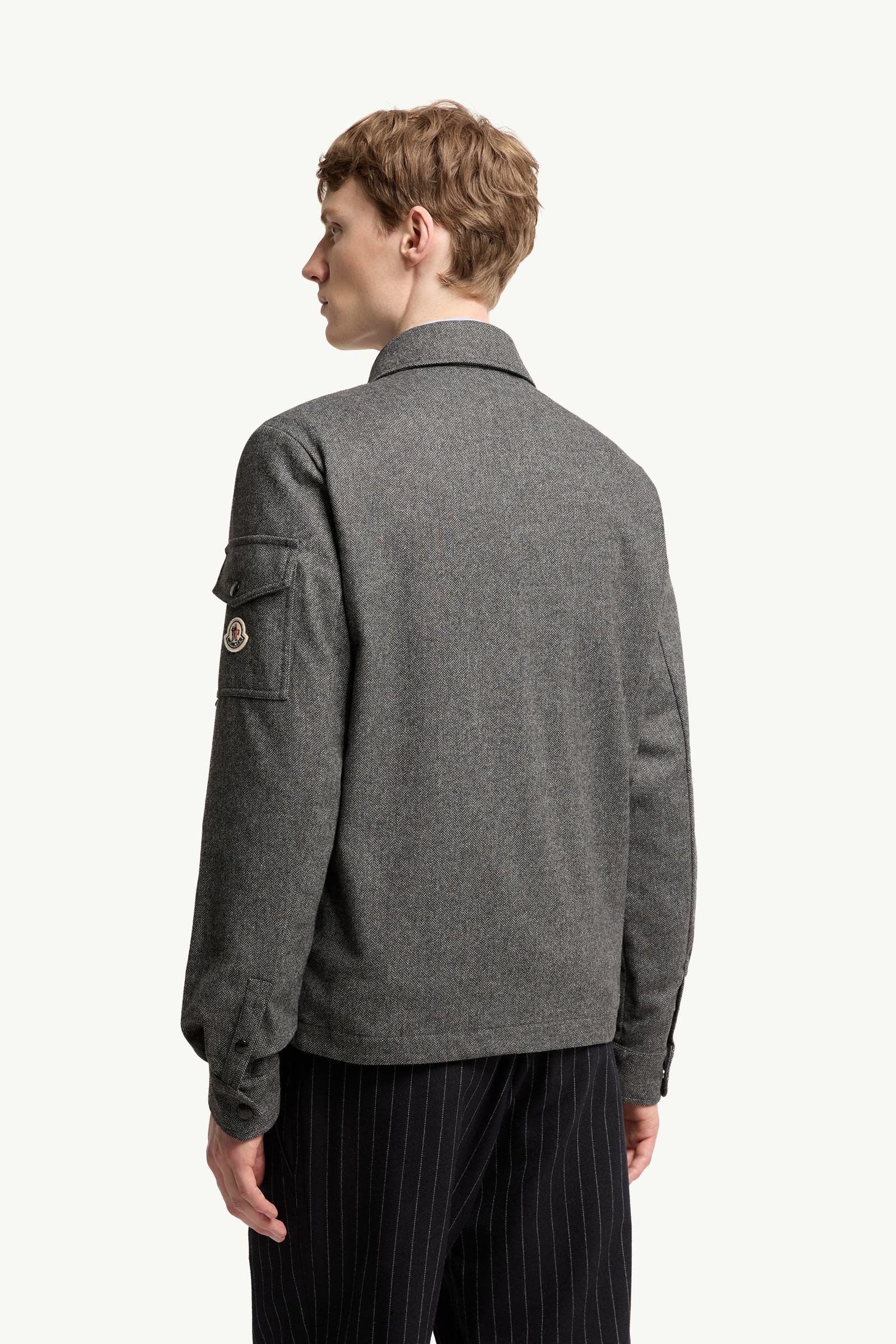 Herringbone Wool Blend Zip-Up Shirt Jacket - 图片 5