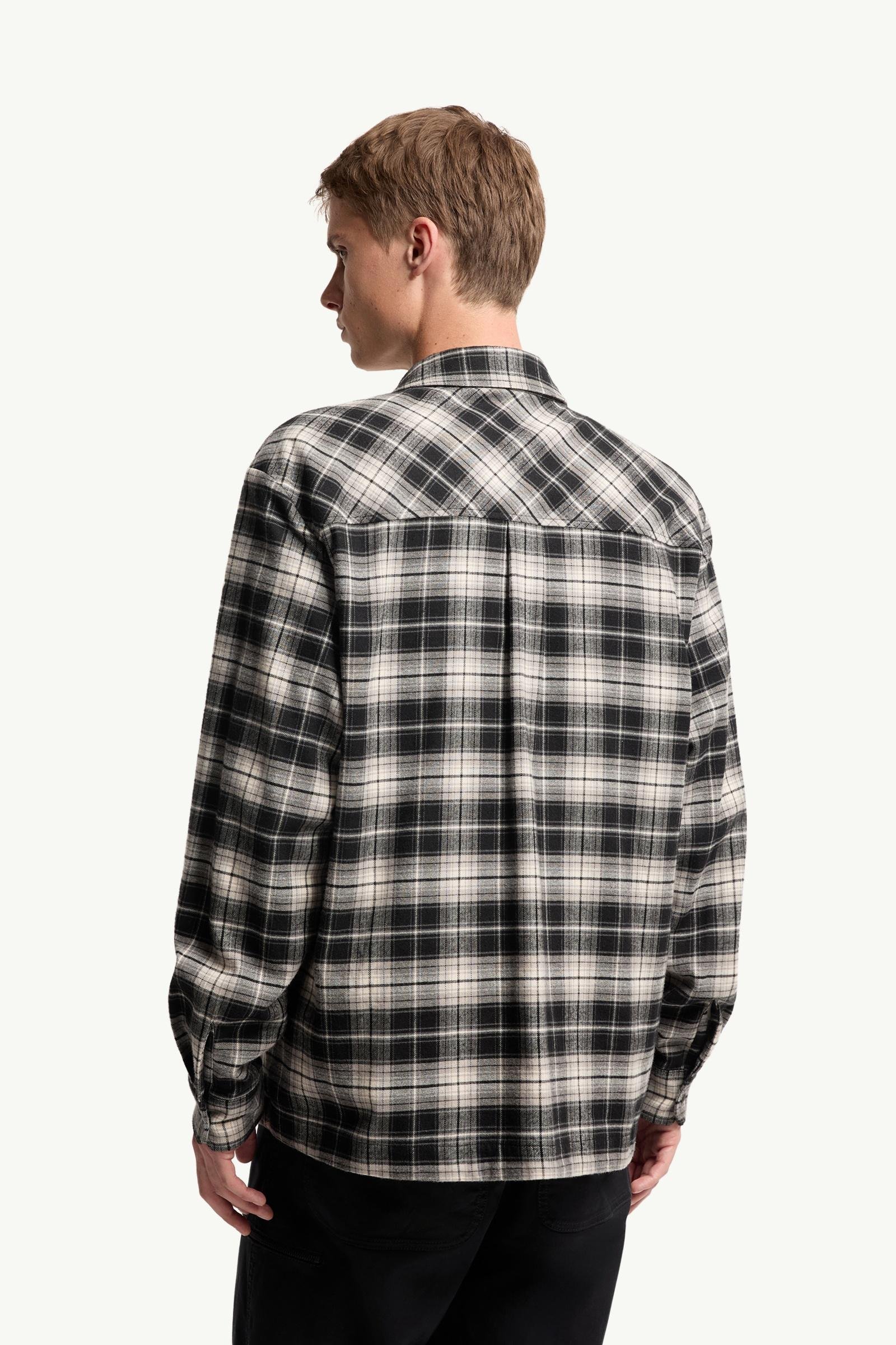 Check Cotton Flannel Zip-Up Shirt - 图片 5