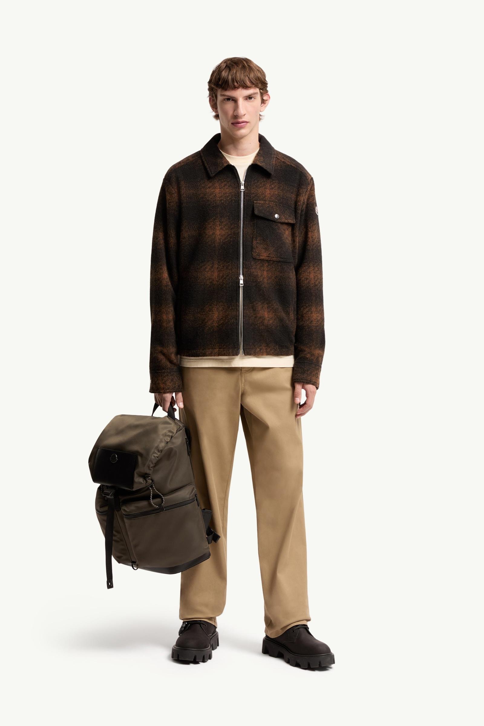 Check Jersey Zip-up Shirt Jacket