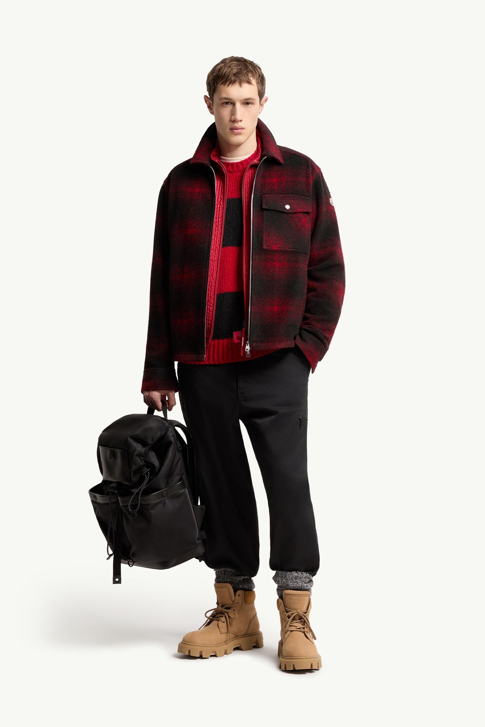 Check Jersey Zip-up Shirt Jacket