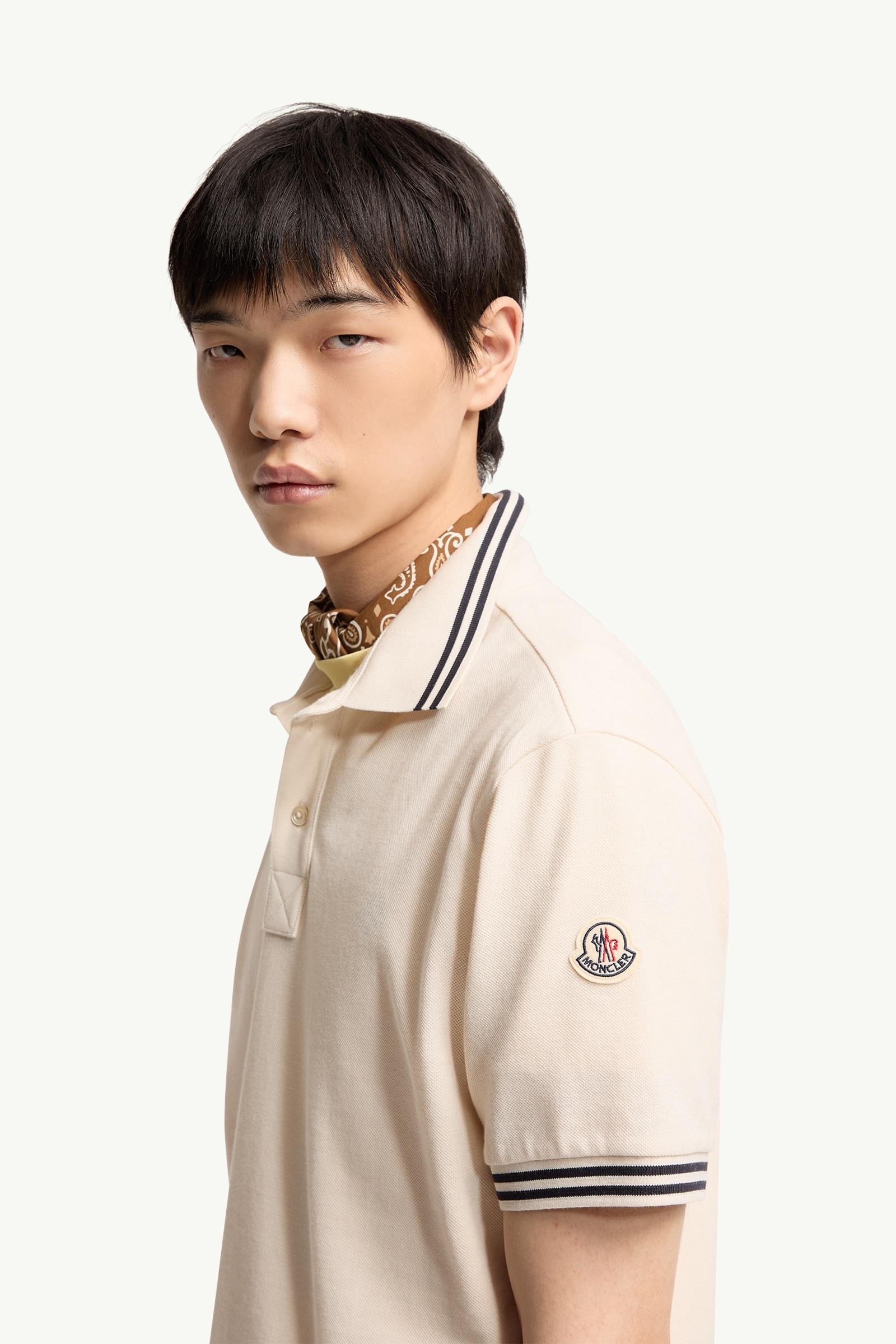 Alternative view of Striped Trim Cotton Piquet Polo Shirt
