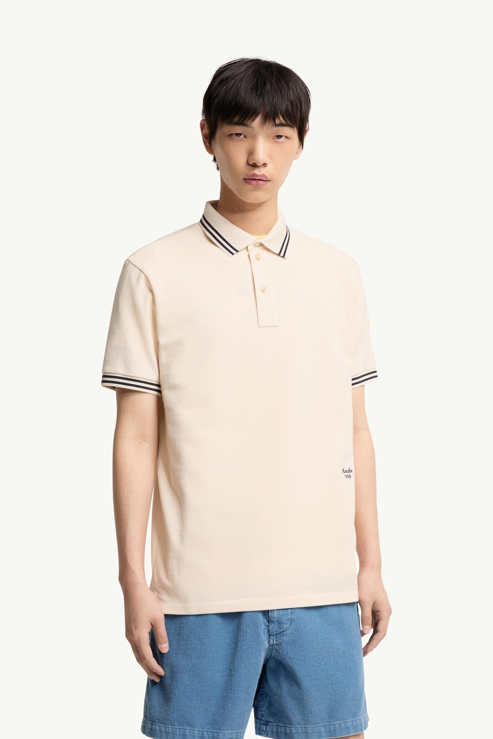 Striped Trim Cotton Piquet Polo Shirt - 图片 4