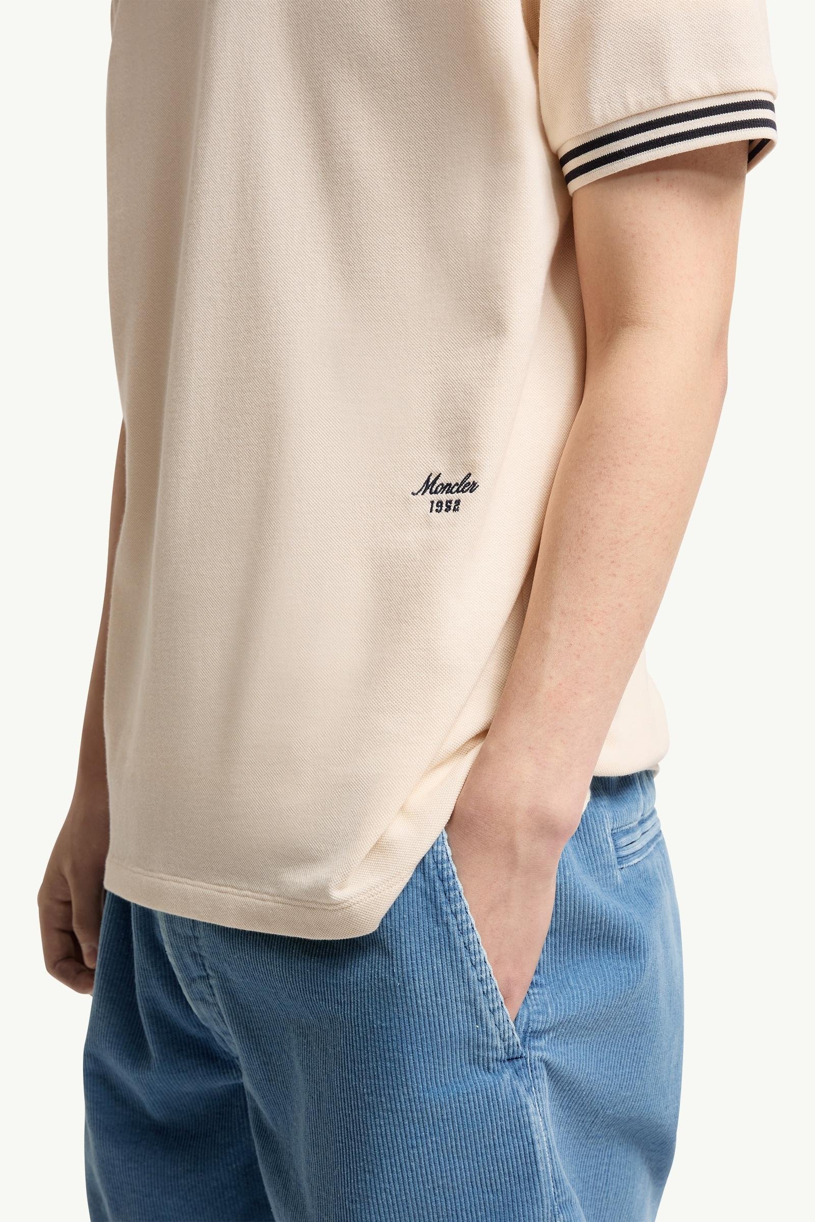 Striped Trim Cotton Piquet Polo Shirt - 图片 6