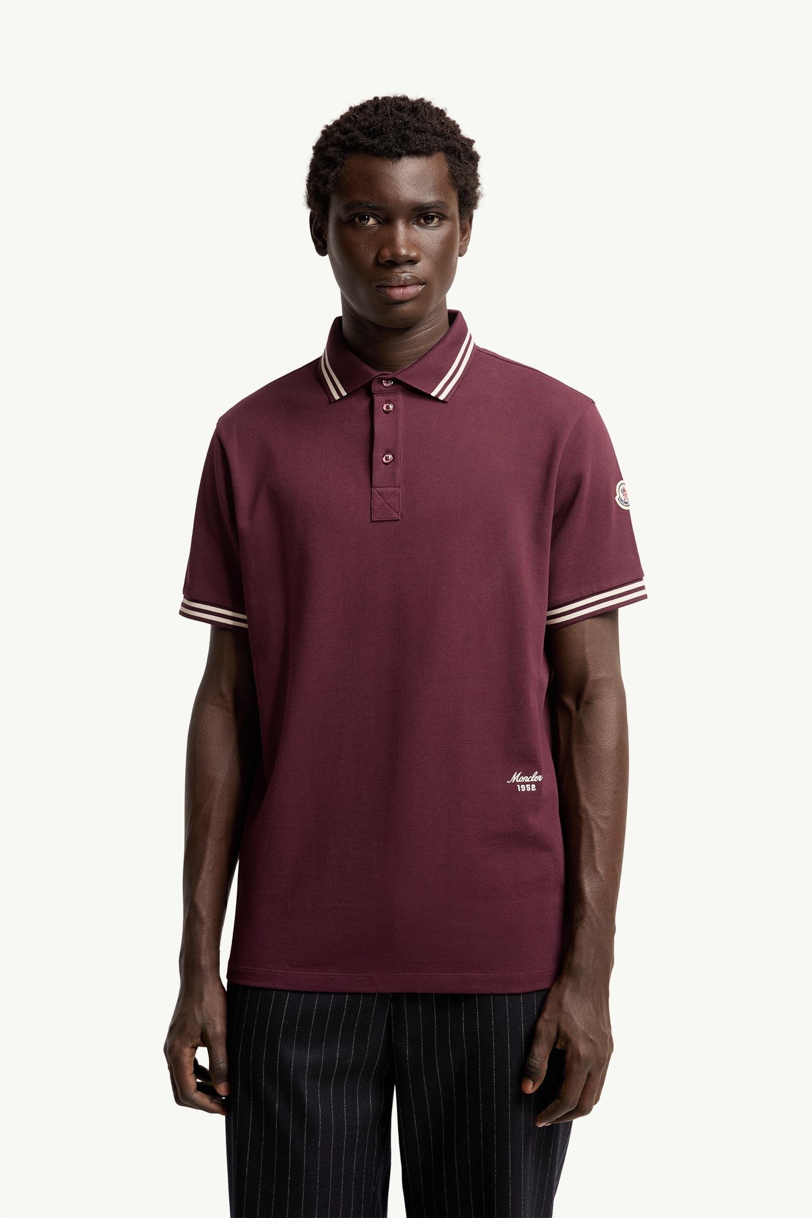 Striped Trim Cotton Piquet Polo Shirt - 图片 4