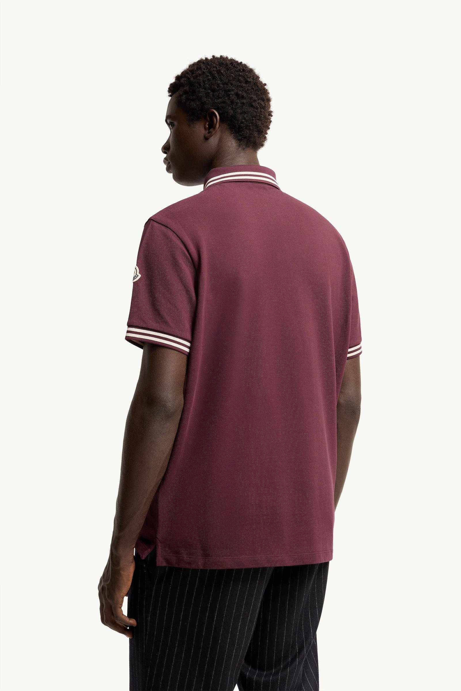 Striped Trim Cotton Piquet Polo Shirt - 图片 5