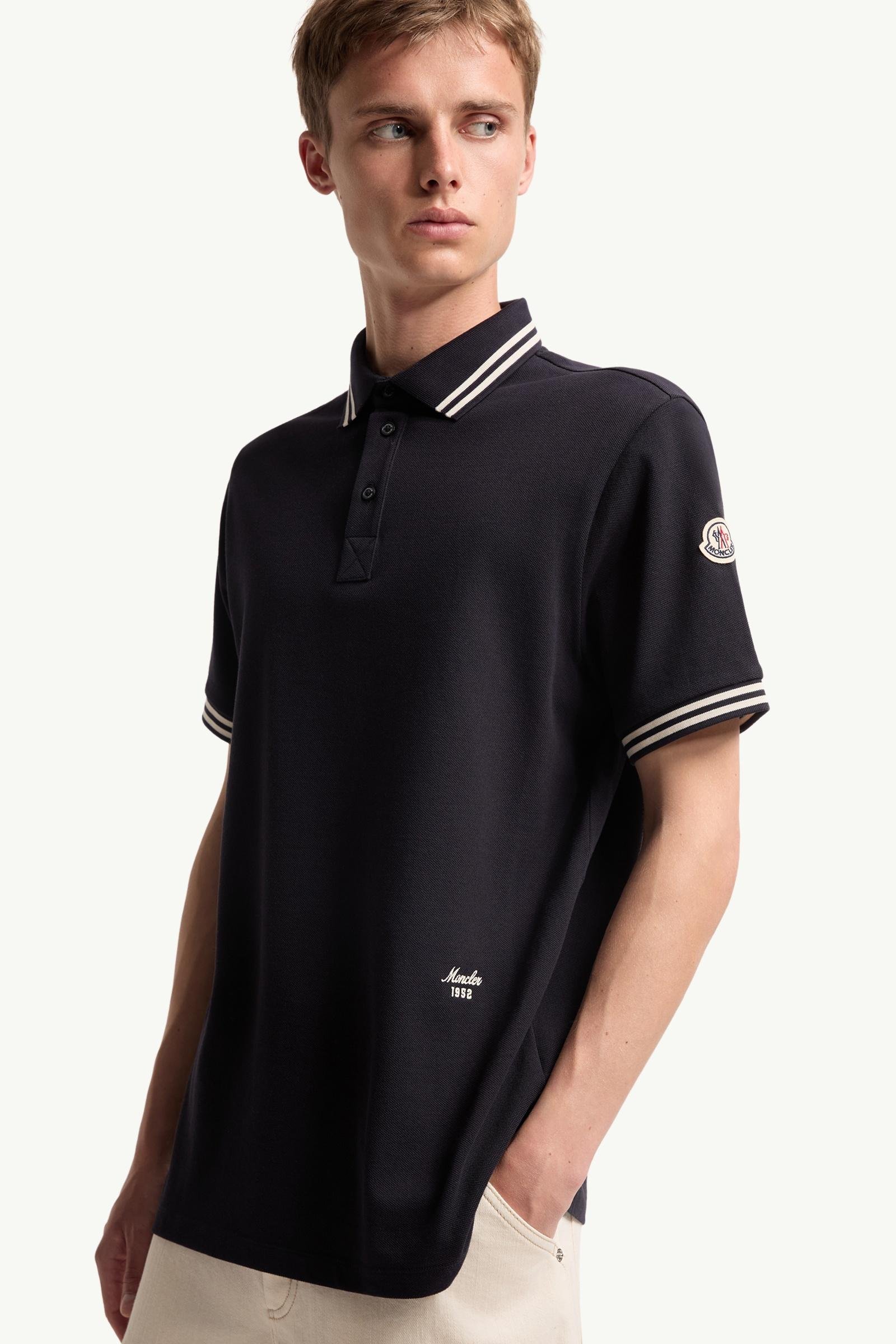 Striped Trim Cotton Piquet Polo Shirt - 图片 6
