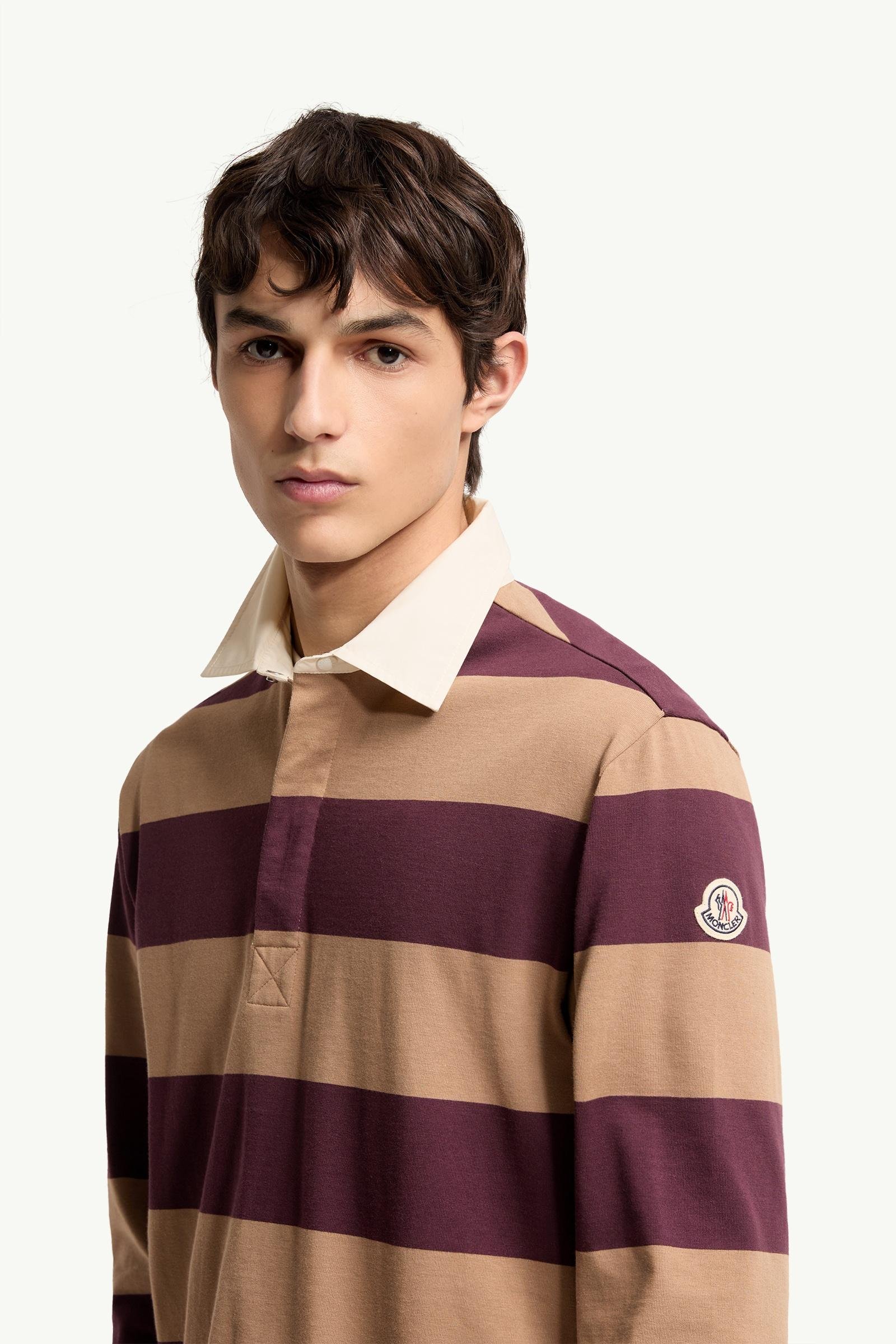 Alternative view of Striped Cotton Long Sleeve Polo Shirt