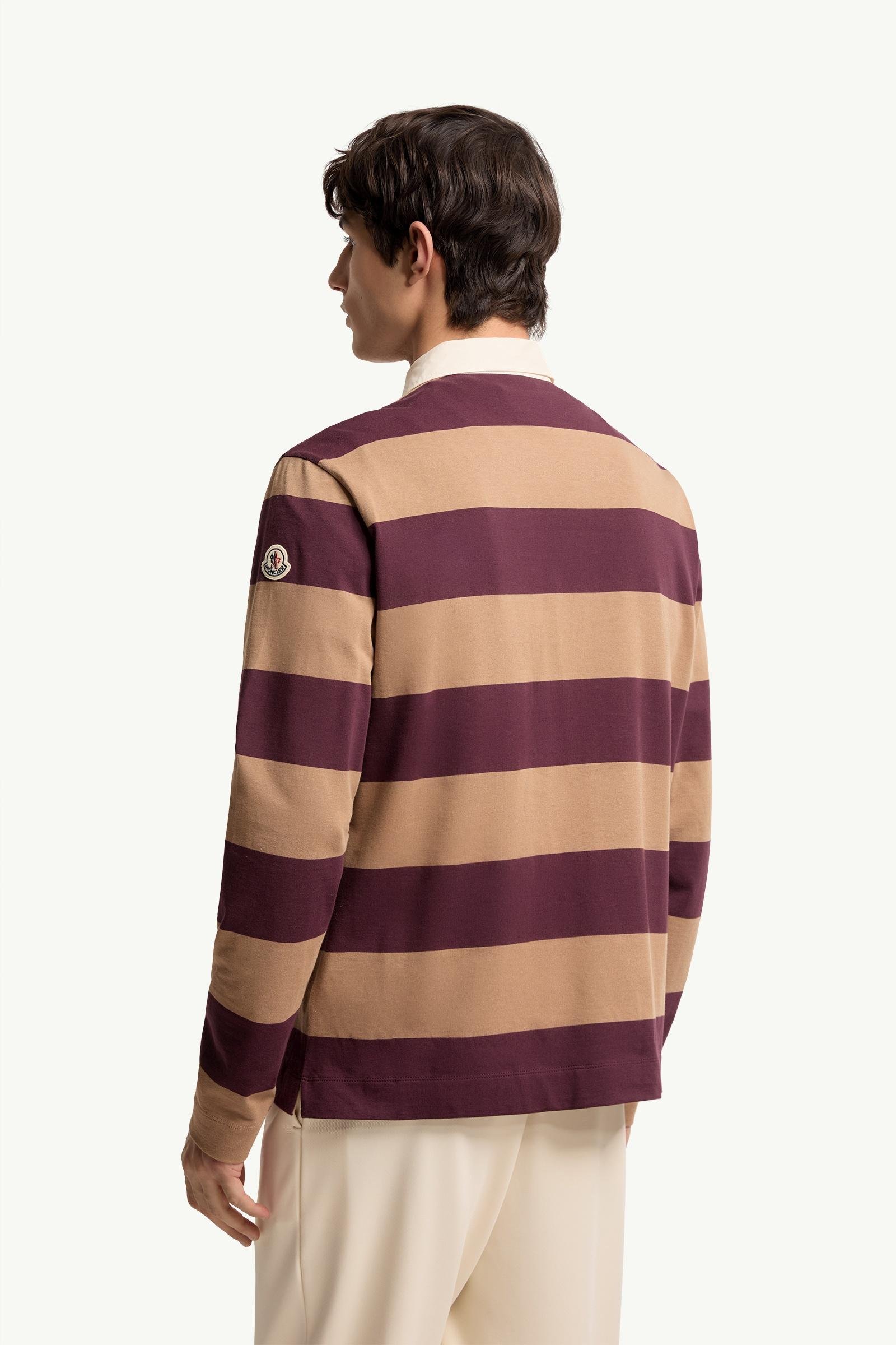 Striped Cotton Long Sleeve Polo Shirt - 图片 5