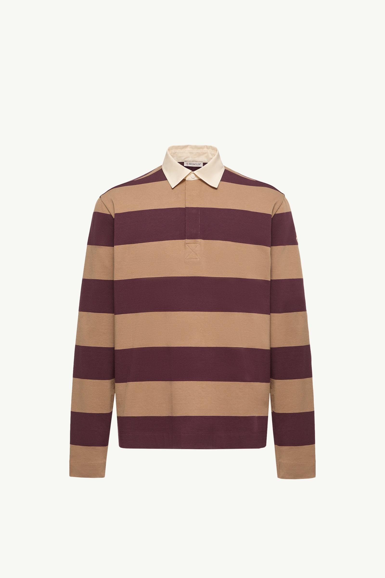 Striped Cotton Long Sleeve Polo Shirt - 图片 3