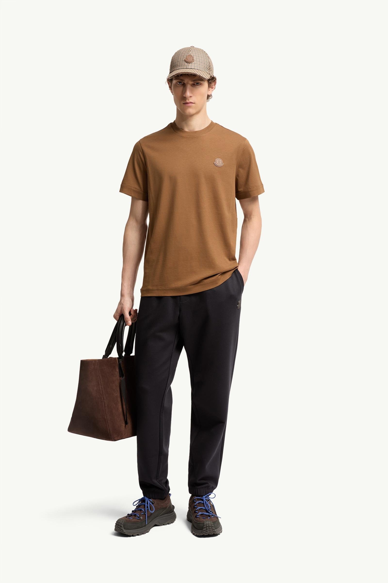Double Leather Logo Cotton T-Shirt