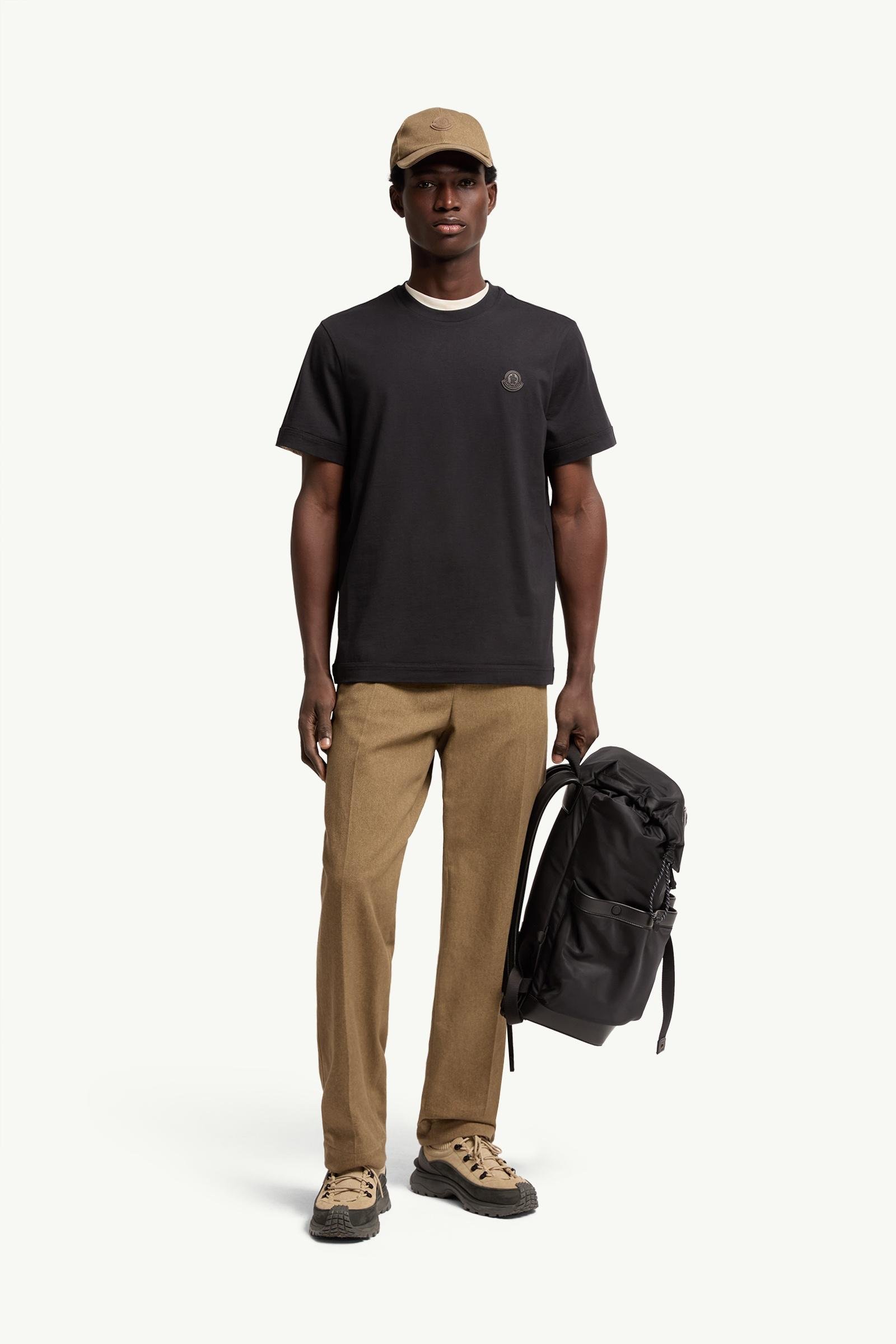 Double Leather Logo Cotton T-Shirt