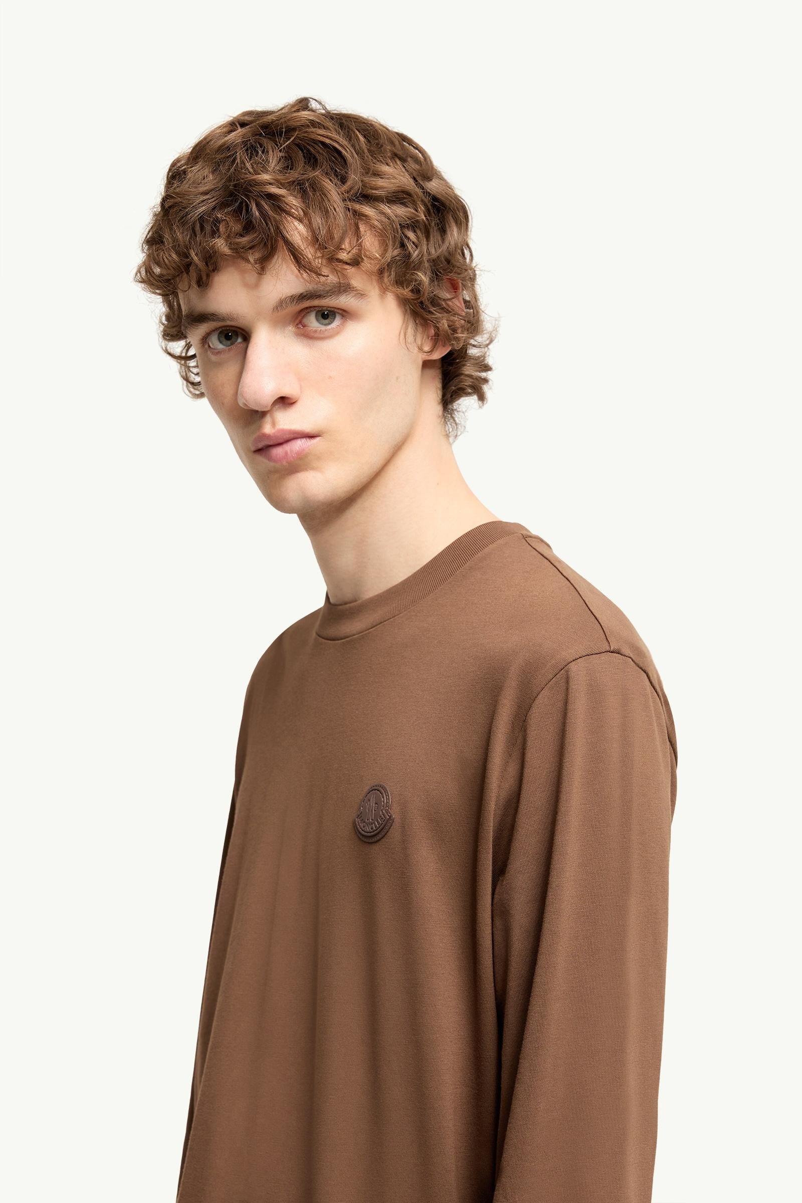Alternative view of Leather Logo Long Sleeve Cotton T-Shirt