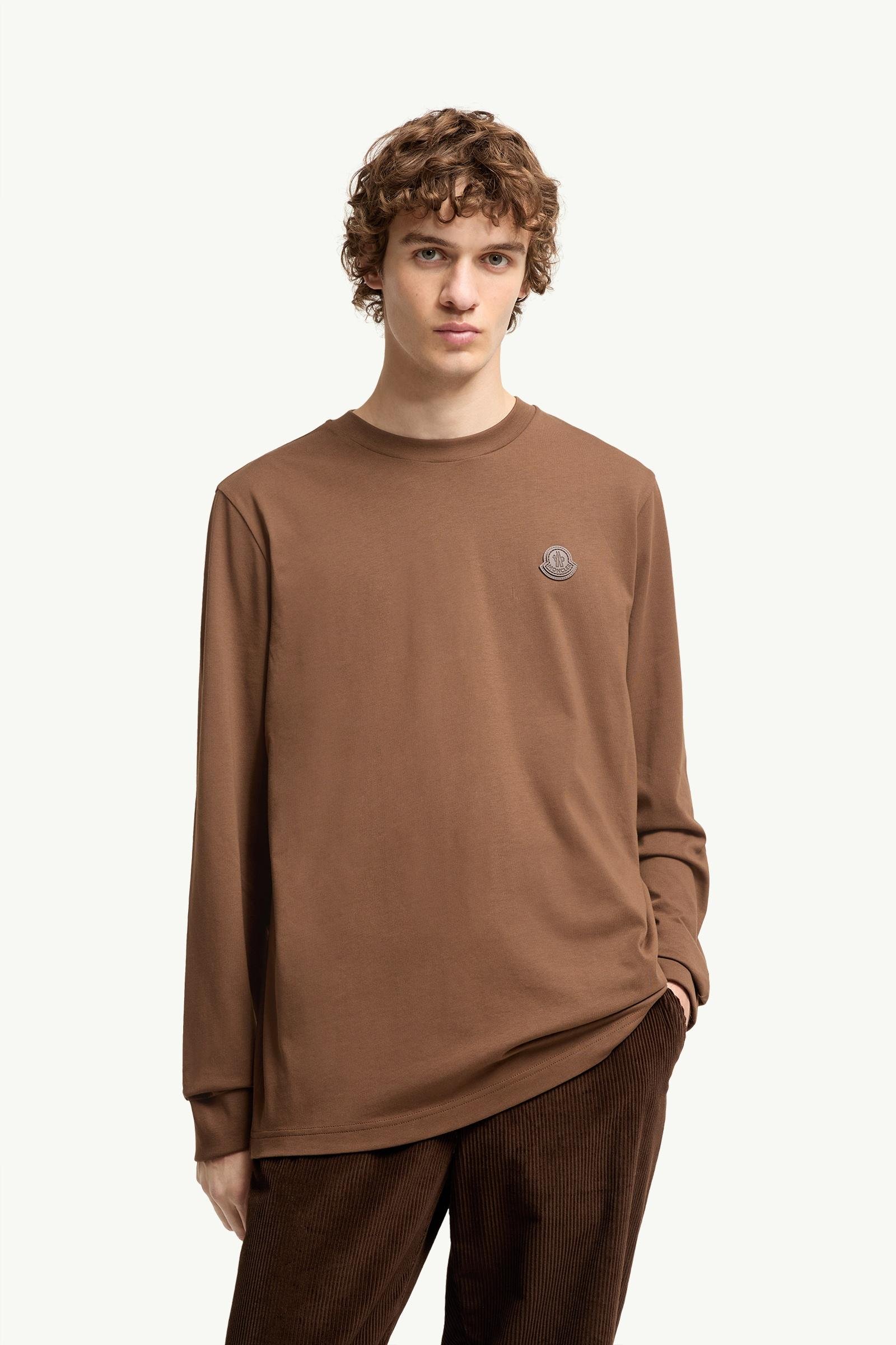 Leather Logo Long Sleeve Cotton T-Shirt - 图片 4