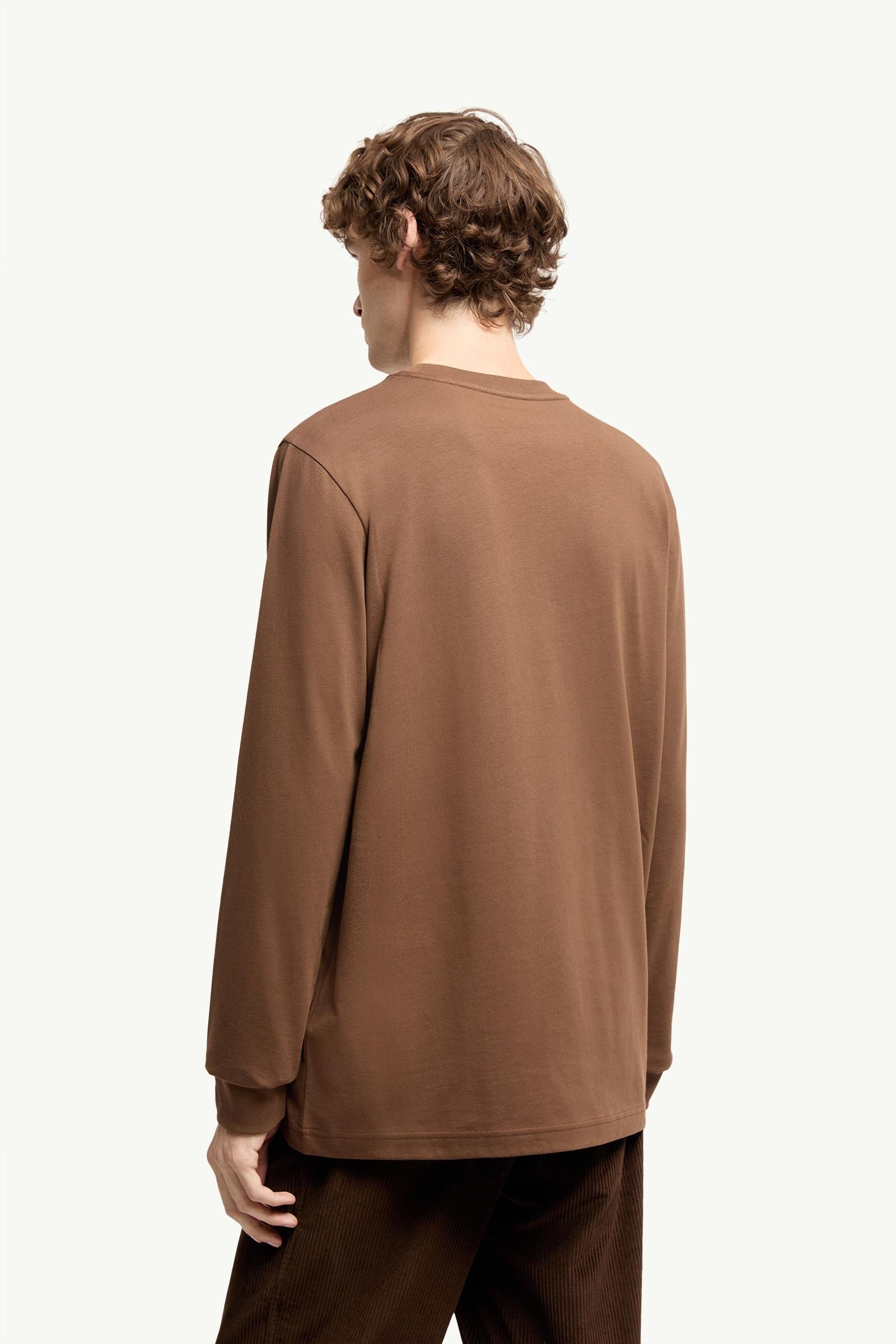 Leather Logo Long Sleeve Cotton T-Shirt - 图片 5