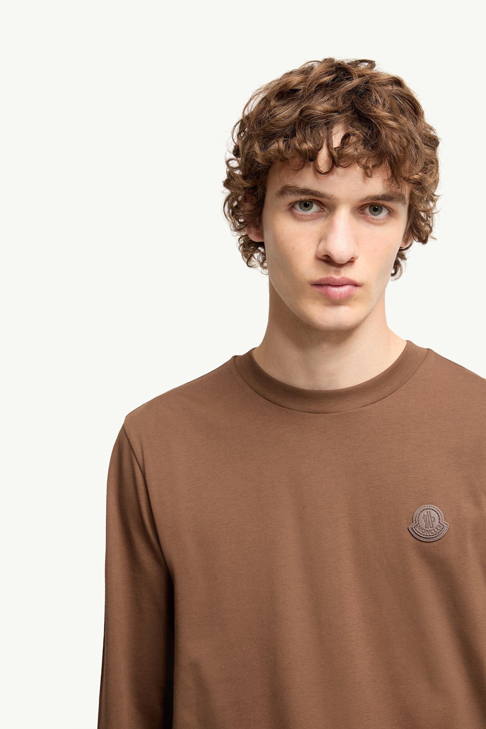 Leather Logo Long Sleeve Cotton T-Shirt - 图片 6