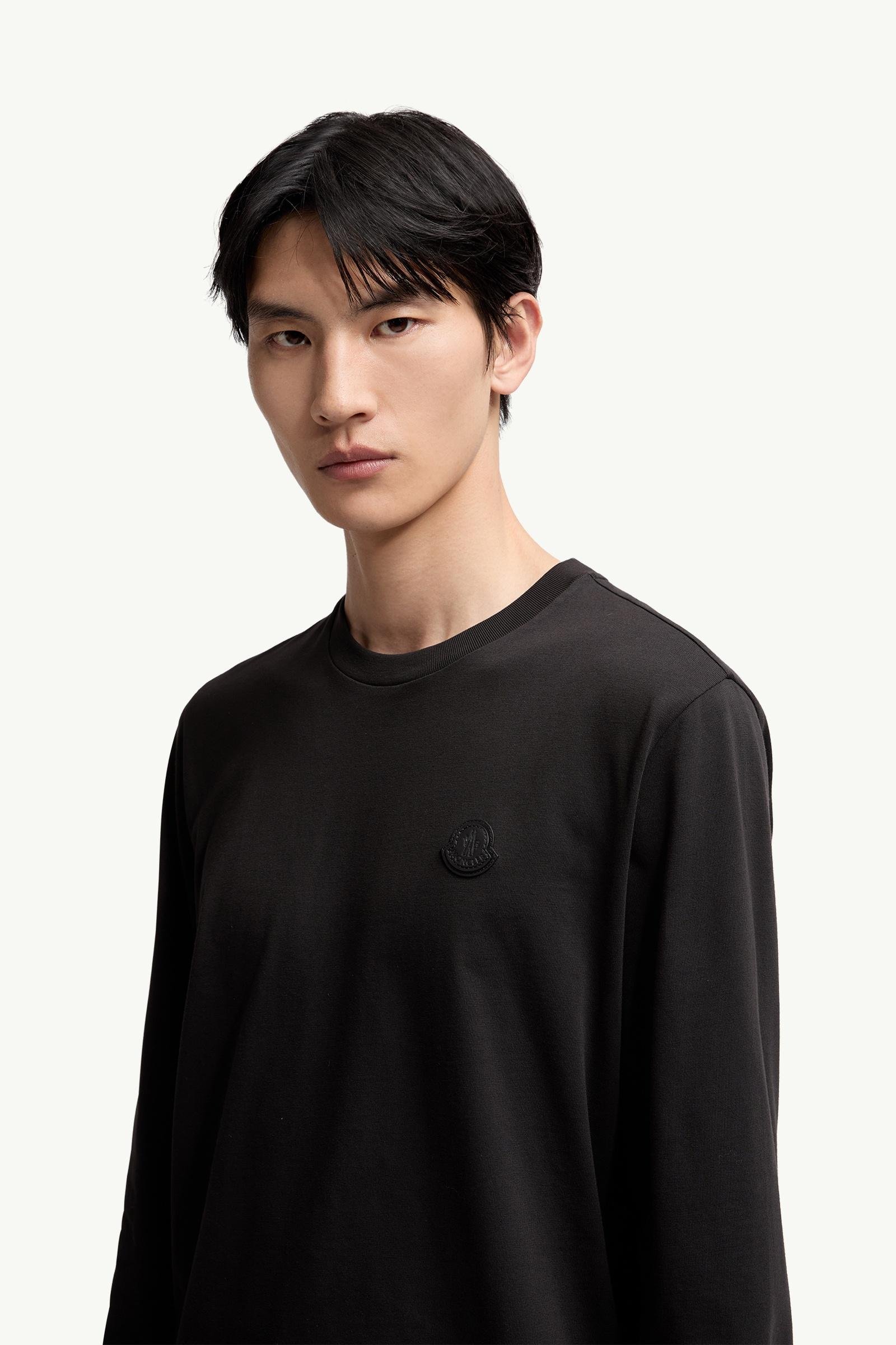 Alternative view of Leather Logo Long Sleeve Cotton T-Shirt