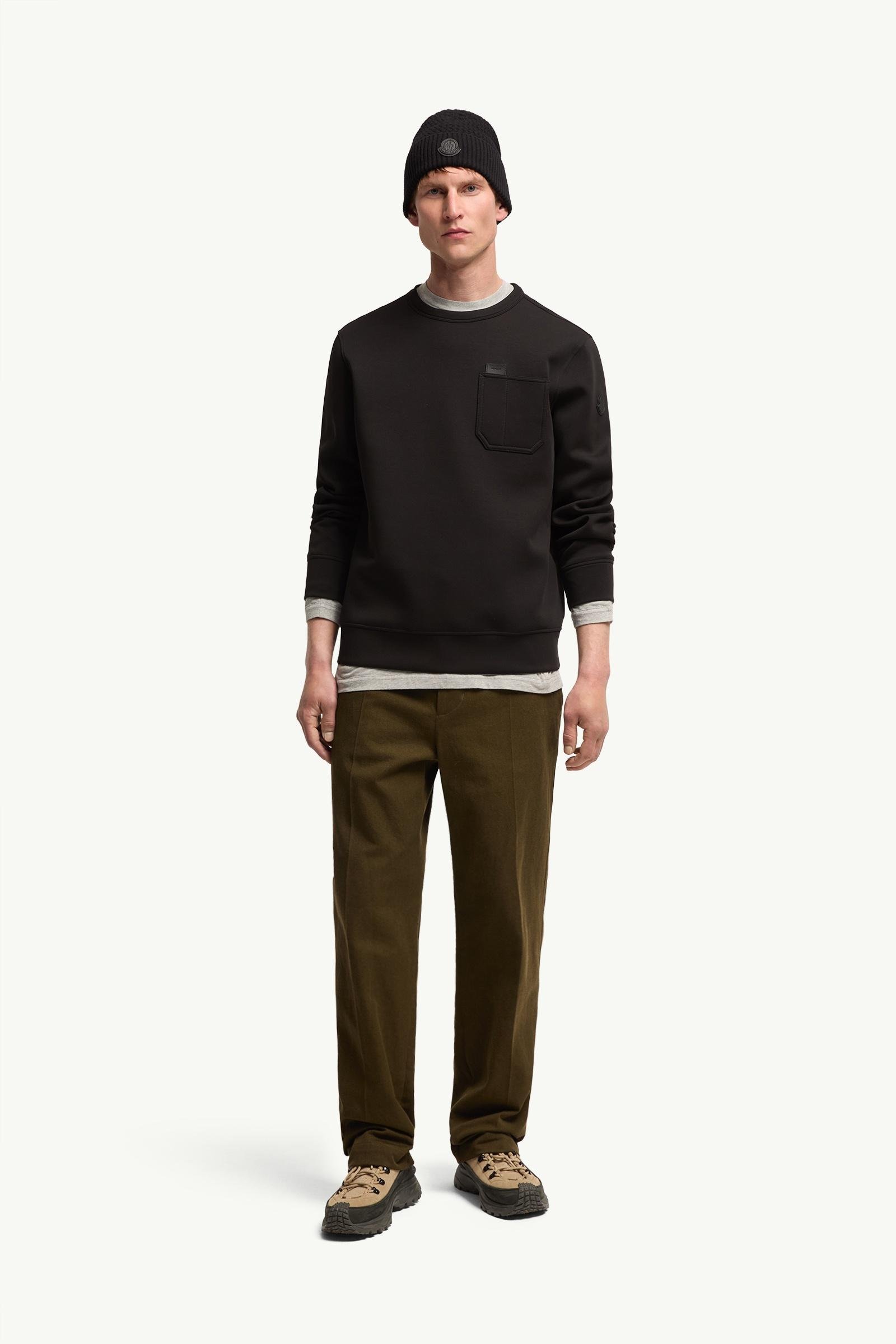 Leather Logo Tag Cotton Blend Sweatshirt