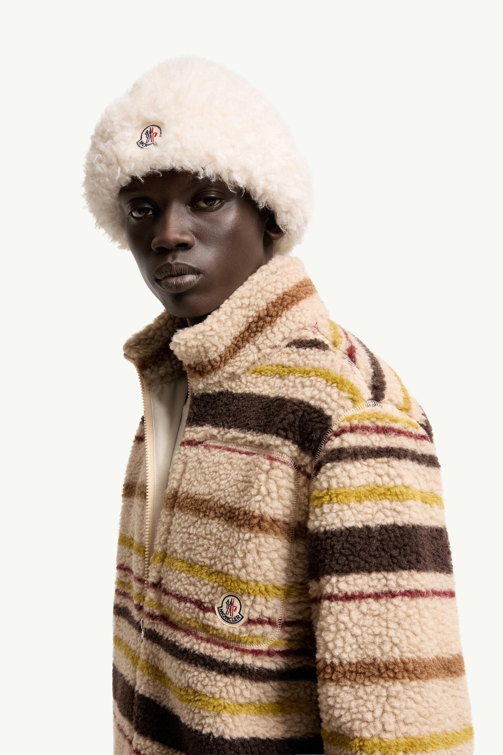 Striped Teddy Zip-Up Cardigan - 图片 2