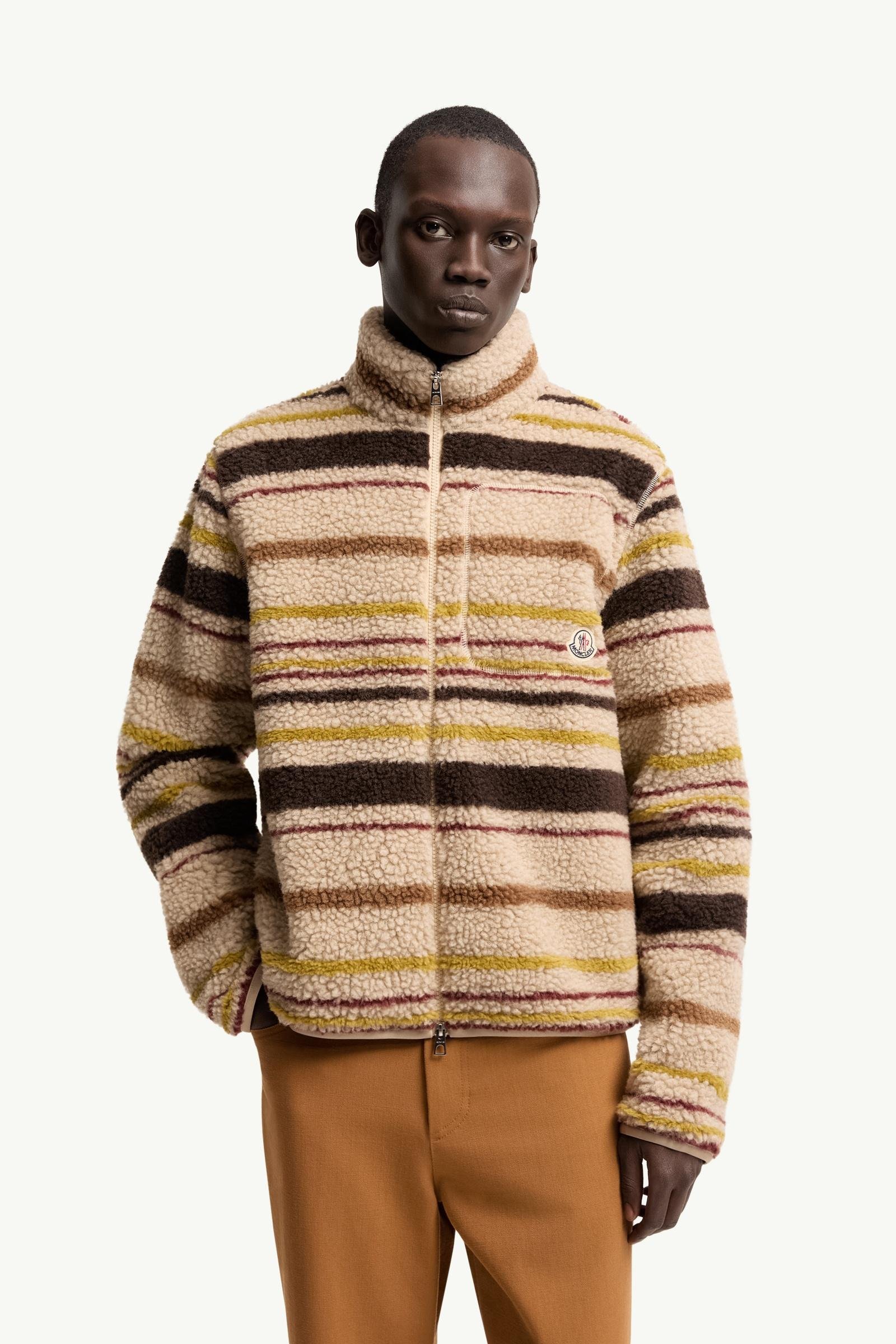 Striped Teddy Zip-Up Cardigan - 图片 4