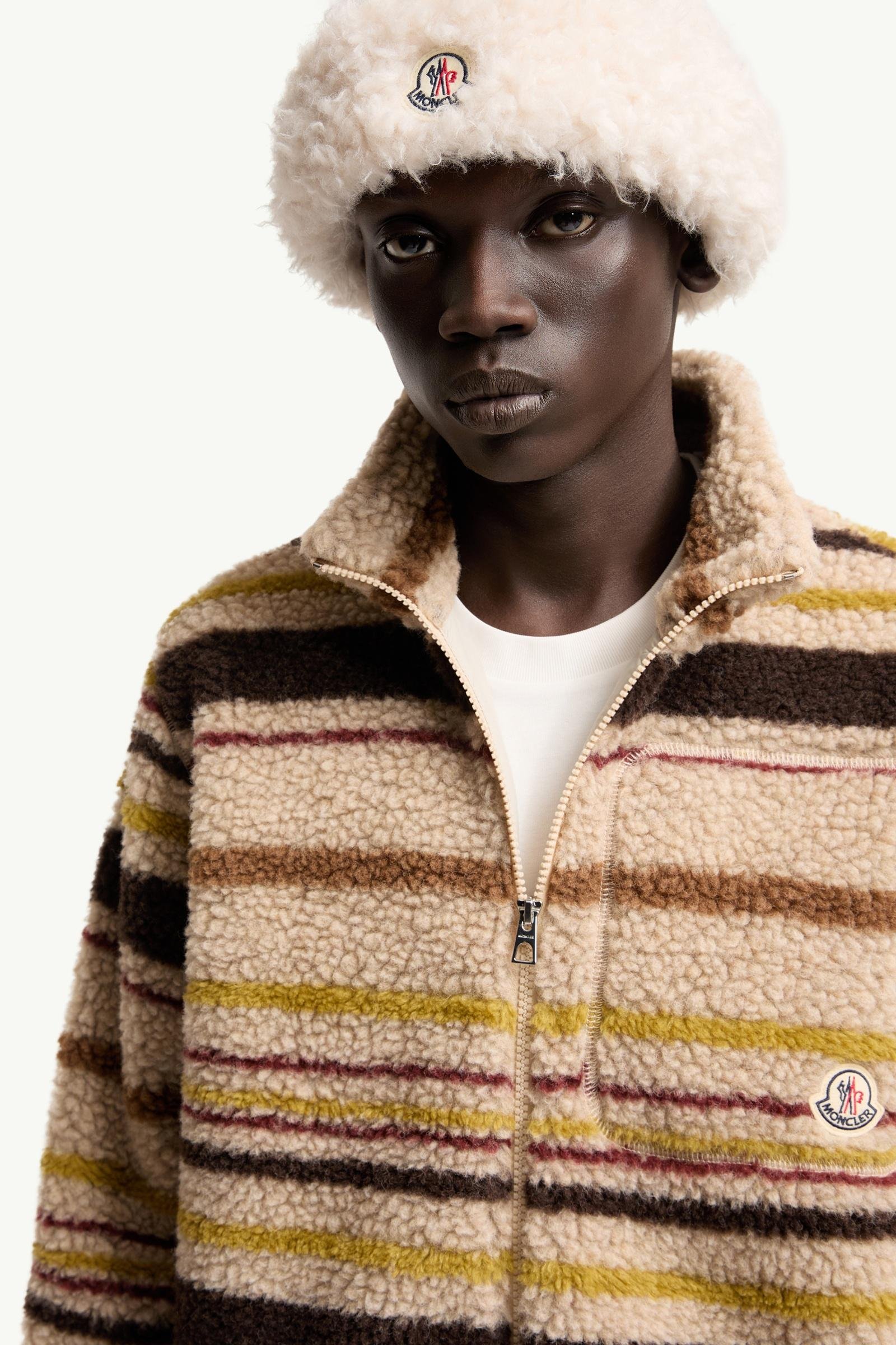 Striped Teddy Zip-Up Cardigan - 图片 6