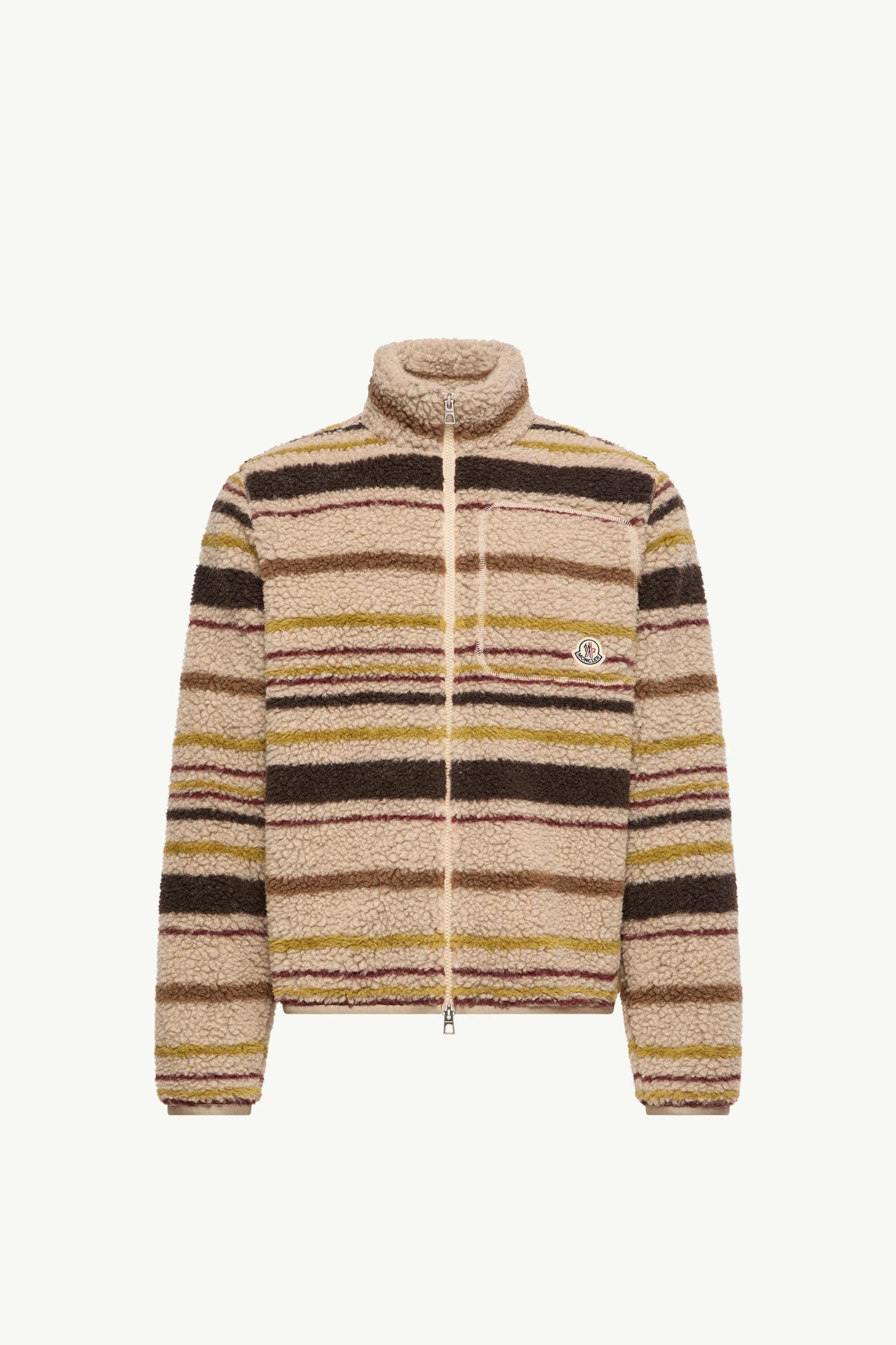 Striped Teddy Zip-Up Cardigan - 图片 3