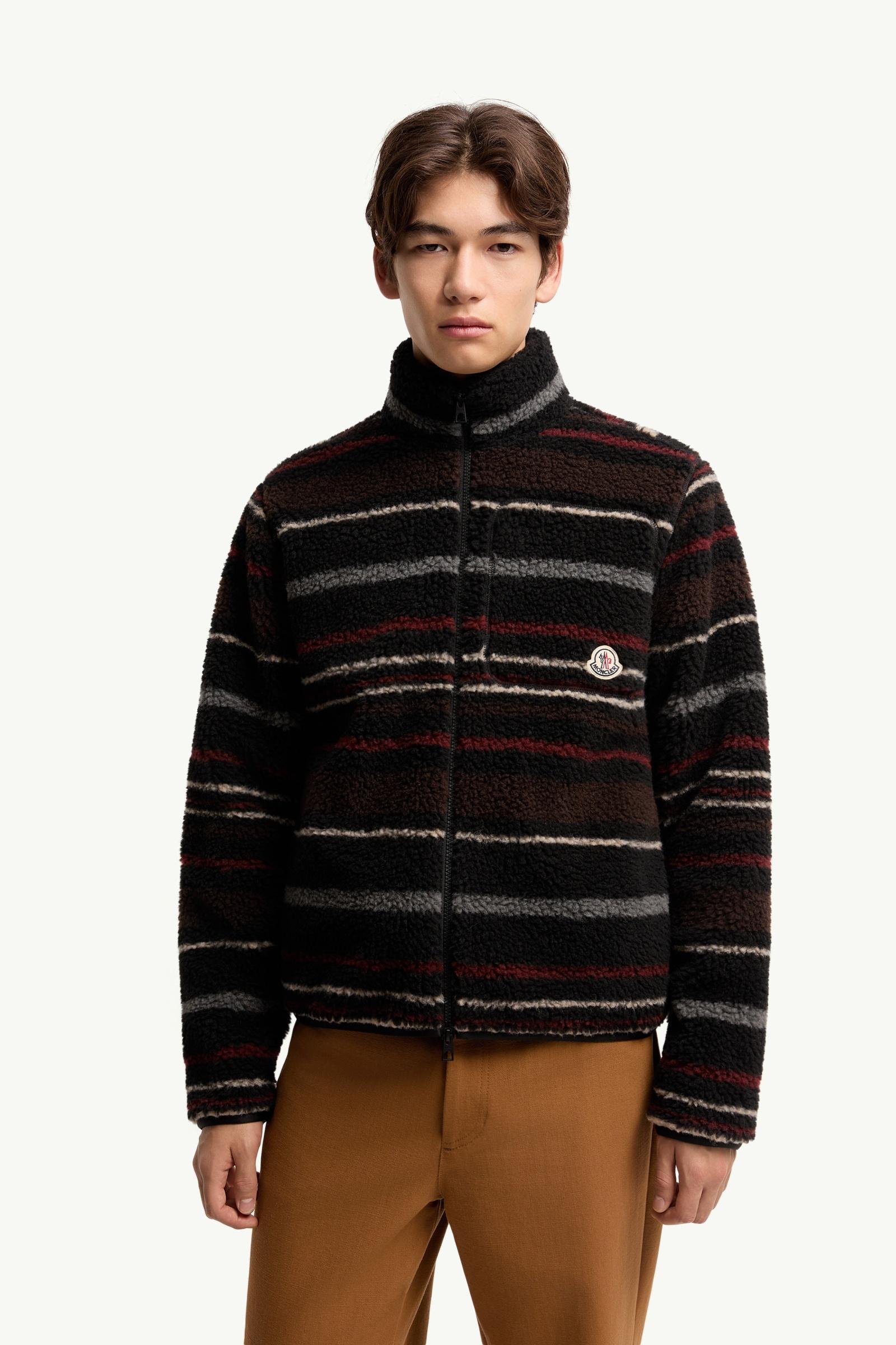 Striped Teddy Zip-Up Cardigan - 图片 4