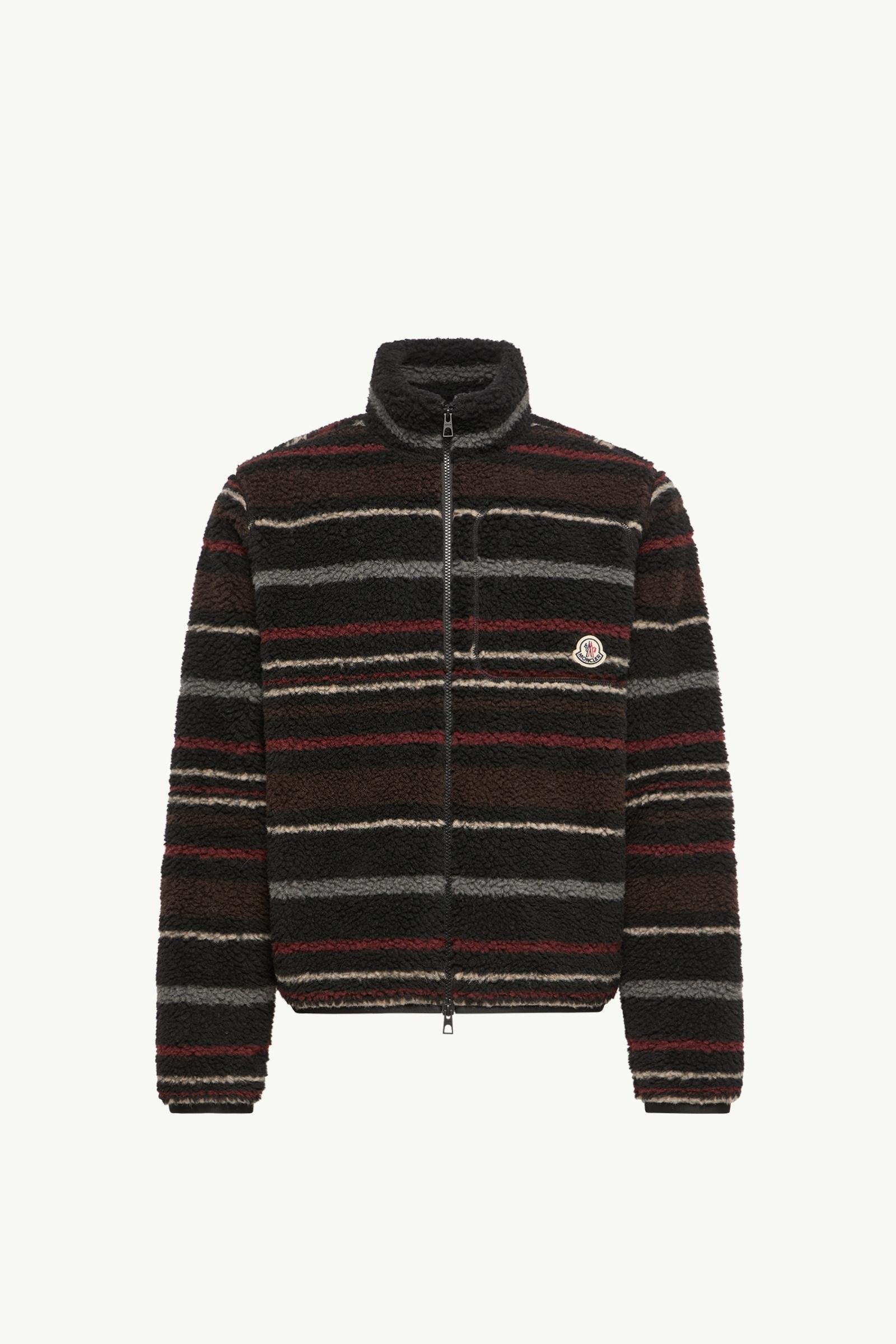 Striped Teddy Zip-Up Cardigan - 图片 3
