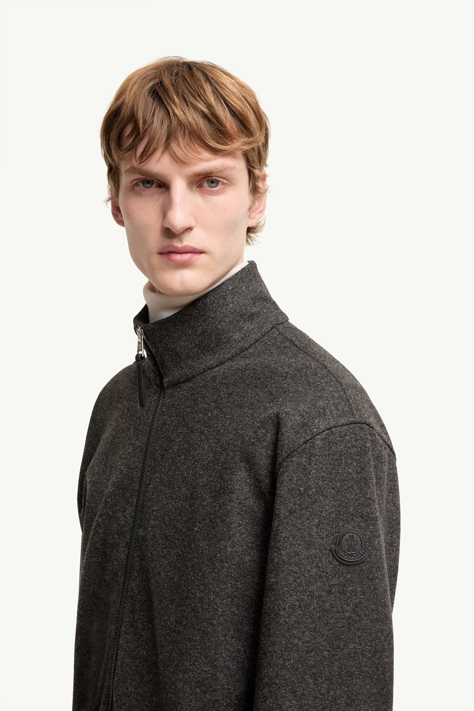 Alternative view of Leather Logo Zip-Up Cardigan