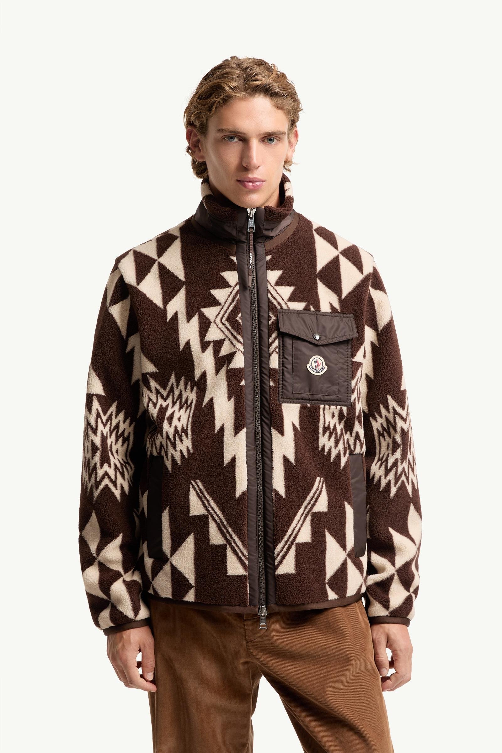 Geometric Teddy Zip-Up Hoodie - 图片 4