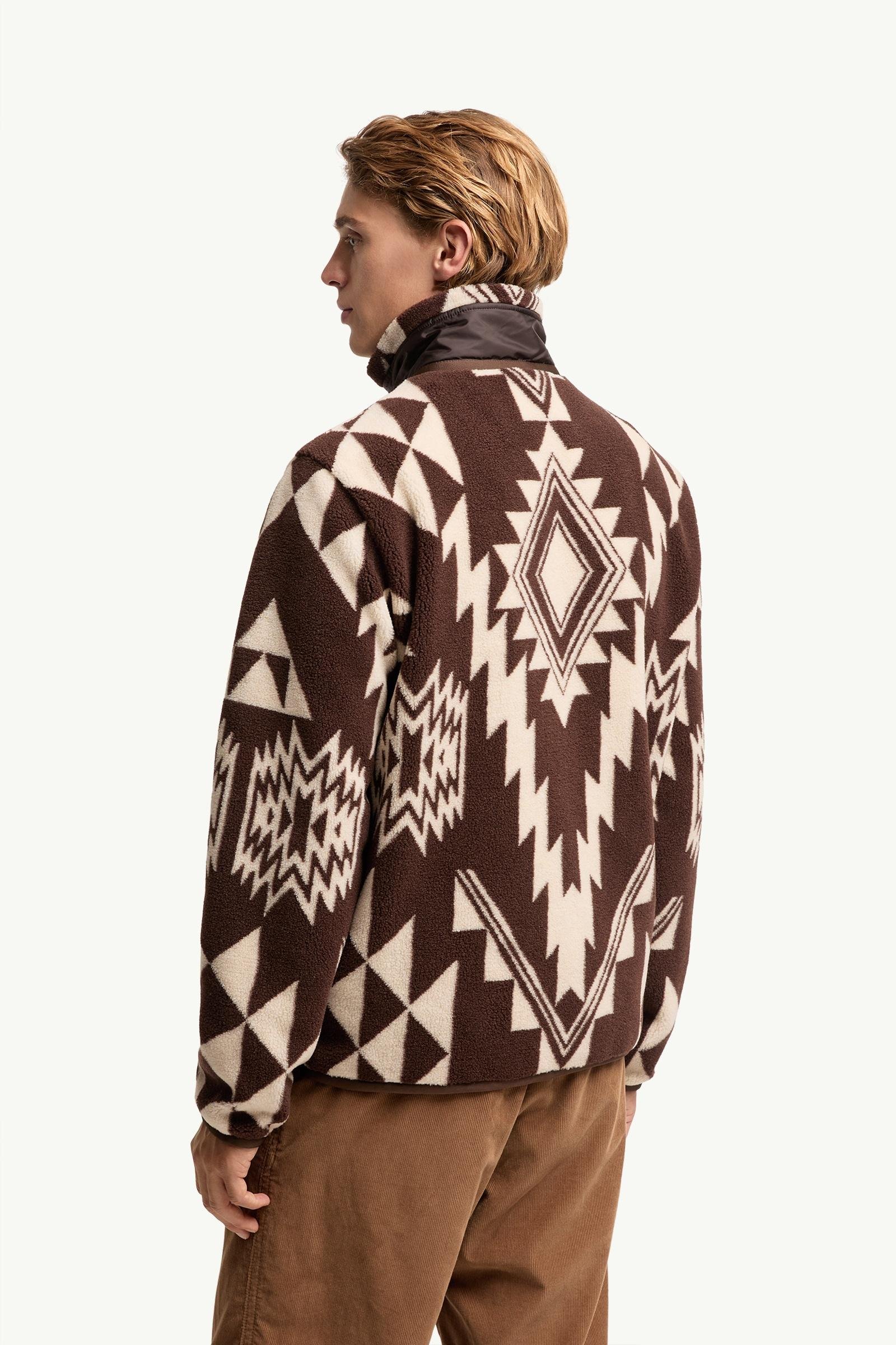 Geometric Teddy Zip-Up Hoodie - 图片 5