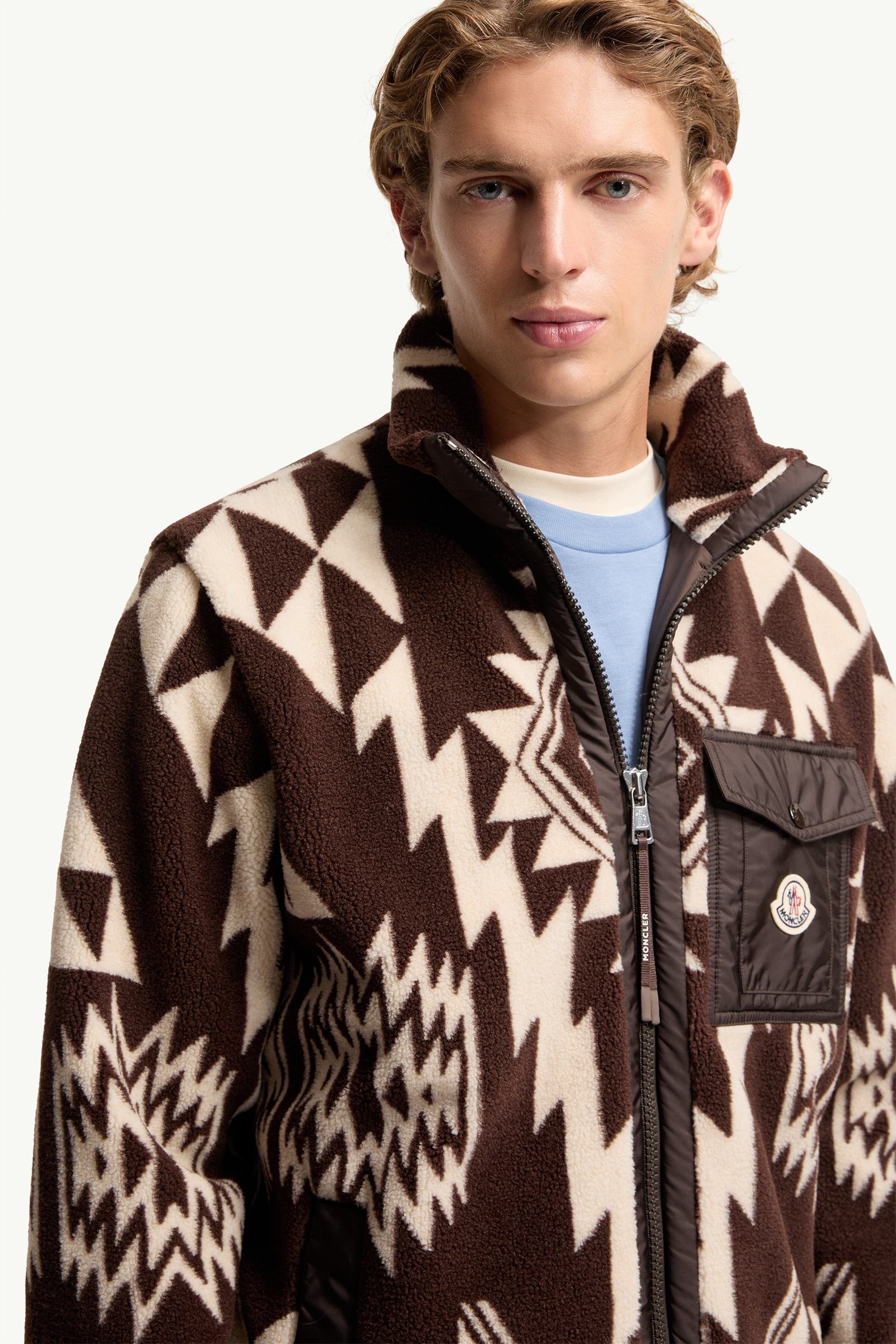 Geometric Teddy Zip-Up Hoodie - 图片 6